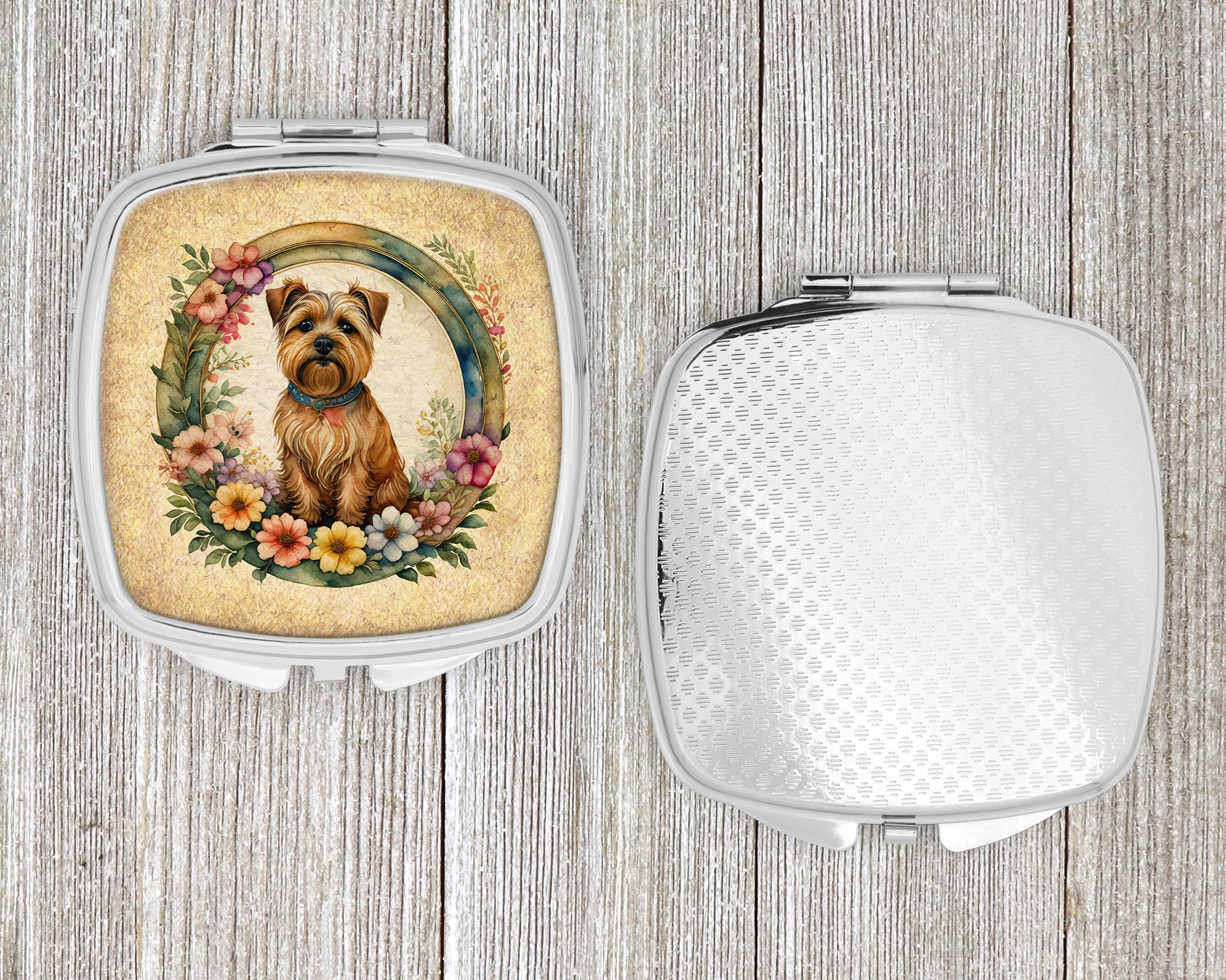 Norfolk Terrier and Flowers Compact Mirror