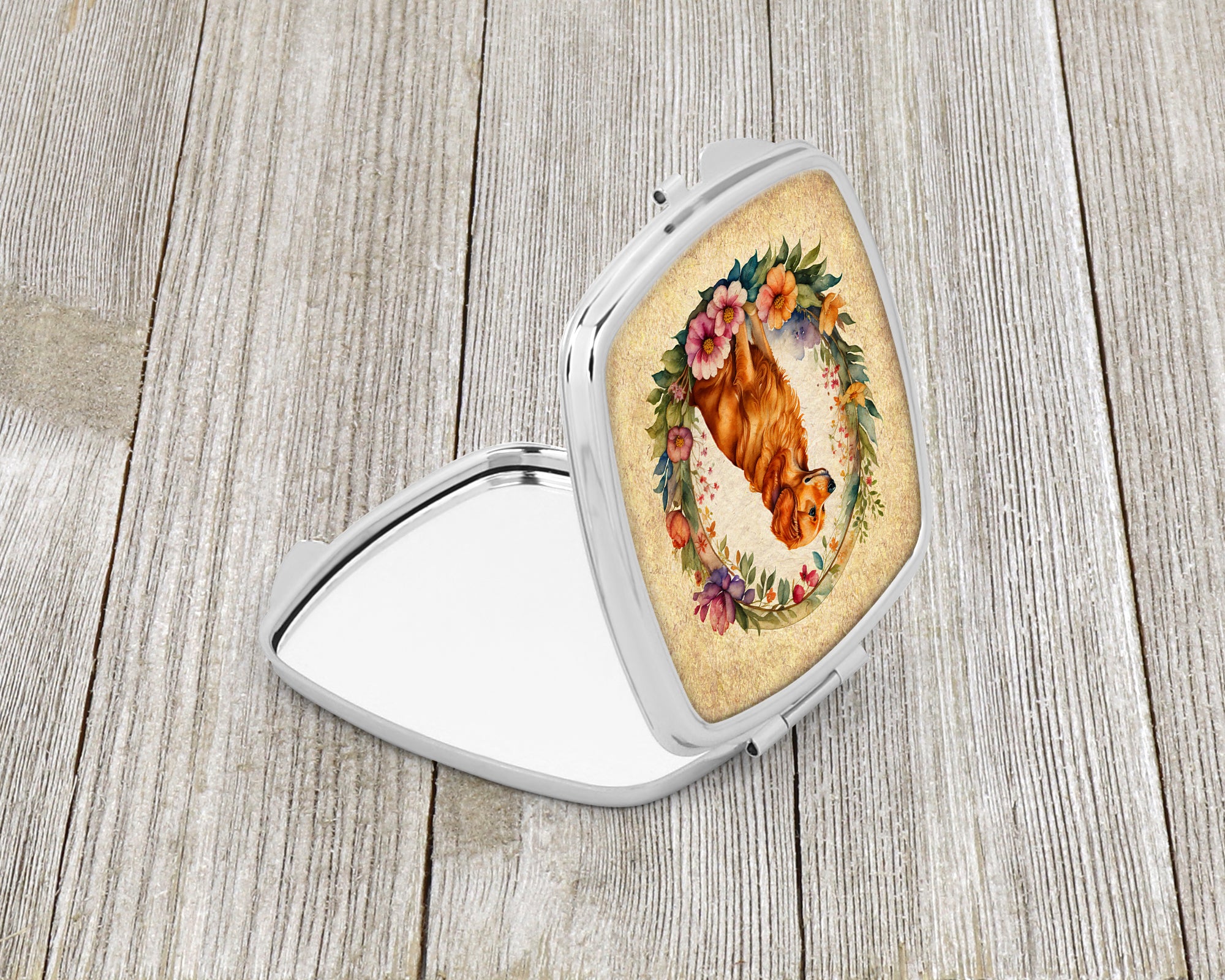 Nova Scotia Duck Tolling Retriever and Flowers Compact Mirror