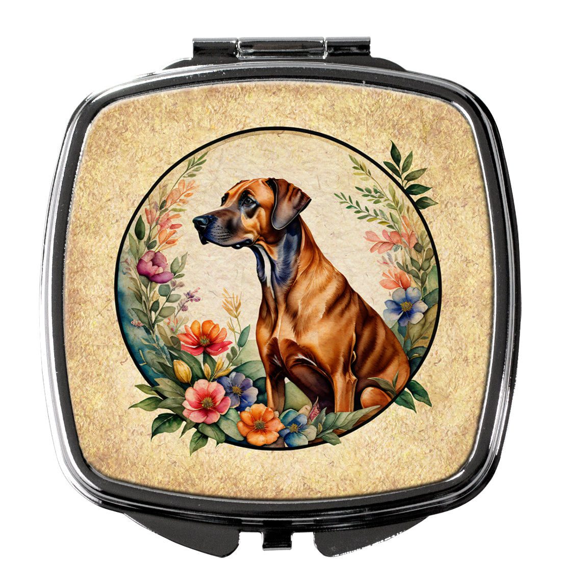 Buy this Rhodesian Ridgeback and Flowers Compact Mirror