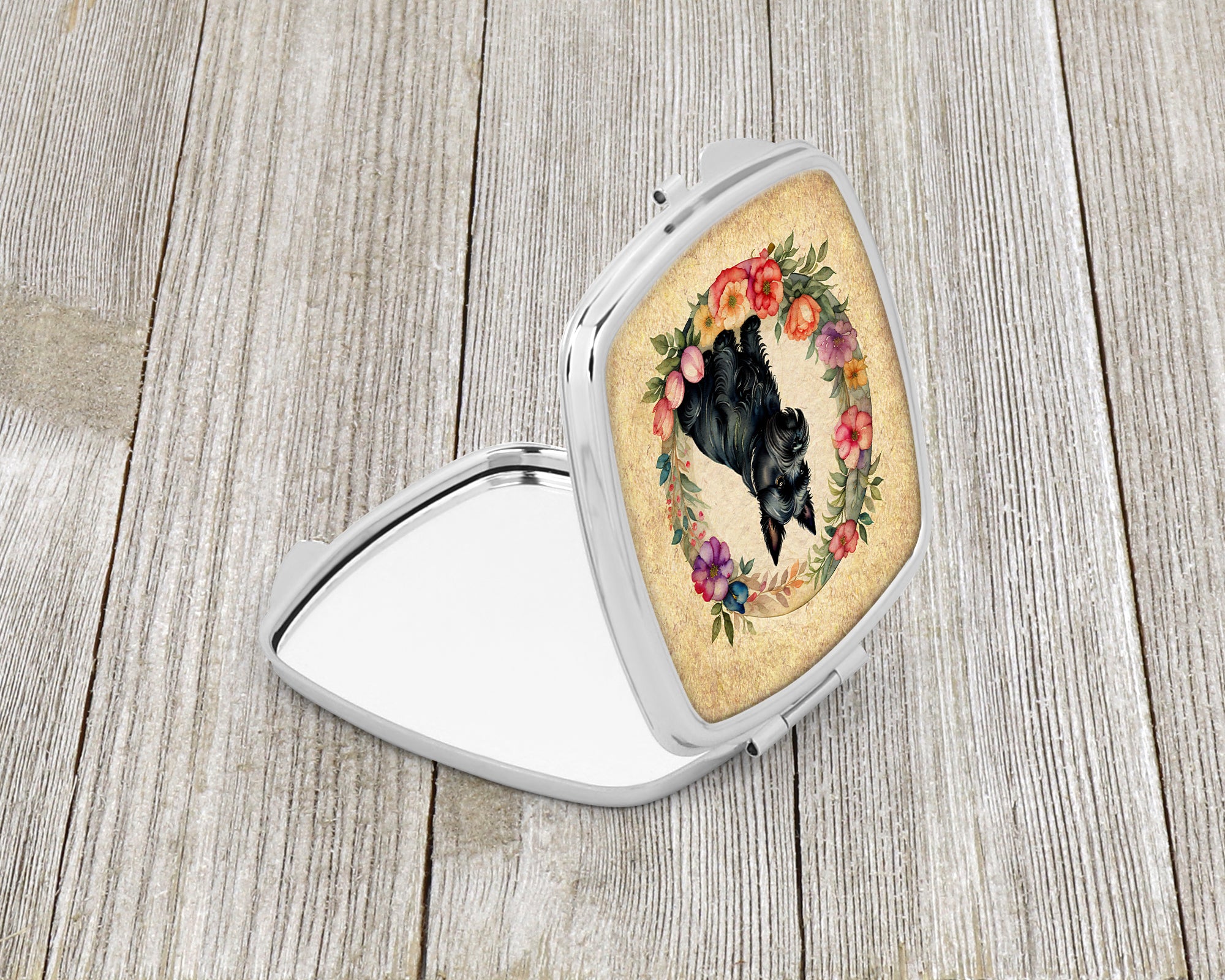 Scottish Terrier and Flowers Compact Mirror