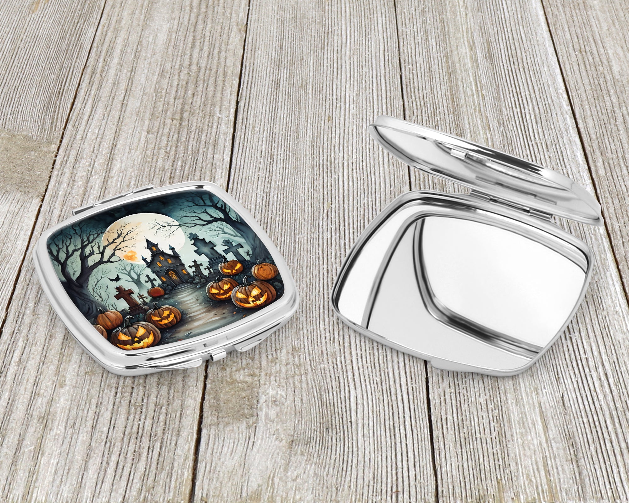 Graveyard Spooky Halloween Compact Mirror