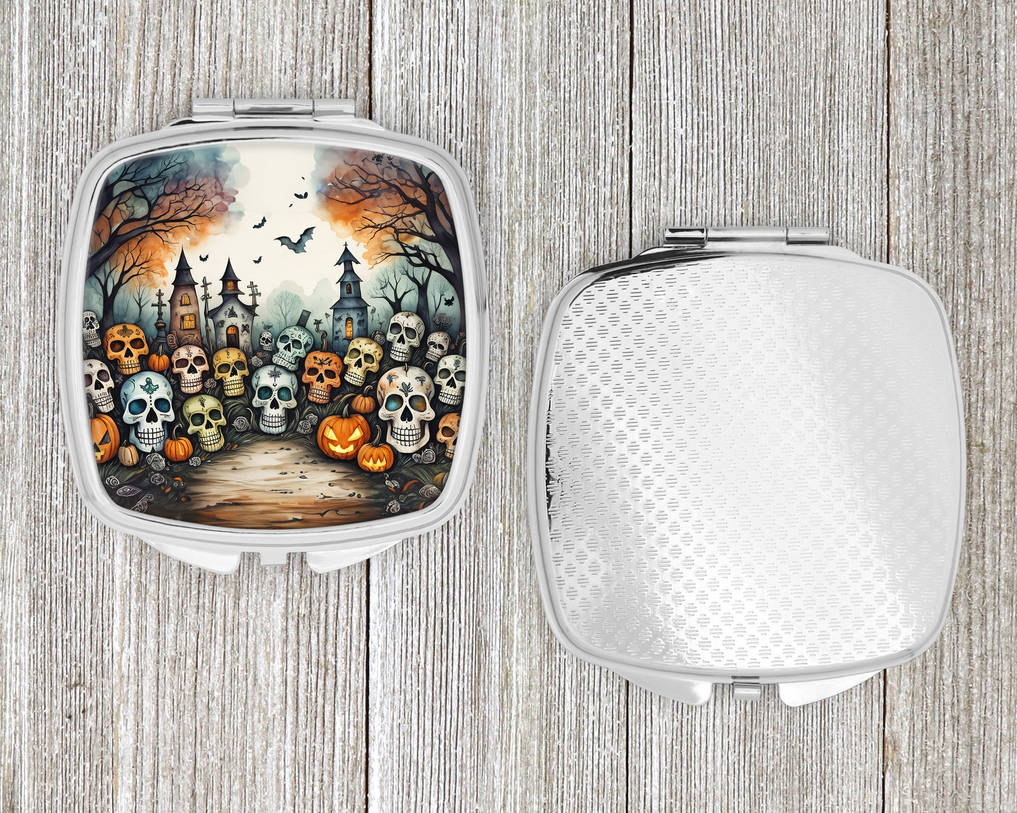 Calaveras Sugar Skulls Spooky Halloween Compact Mirror