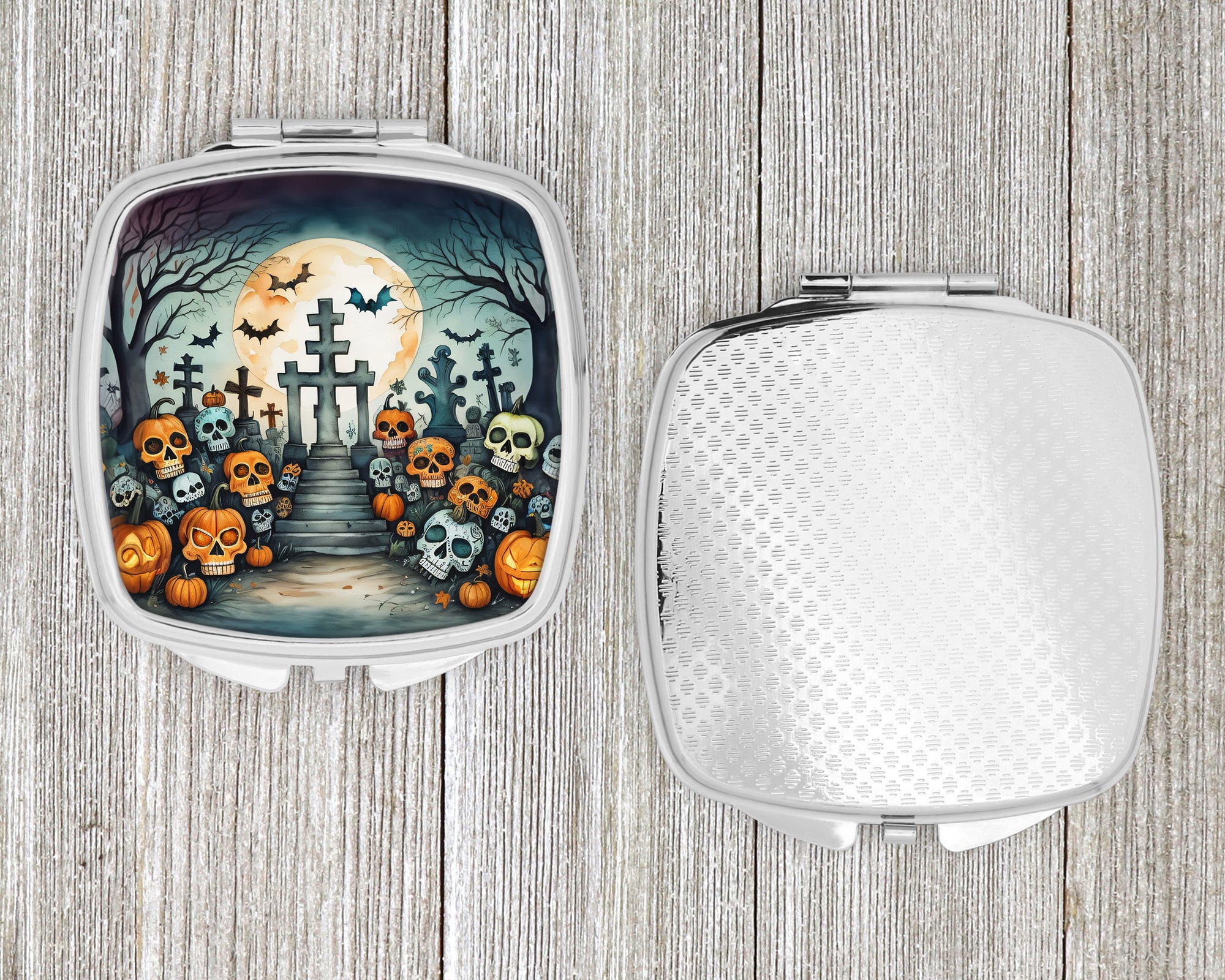 Calaveras Sugar Skulls Spooky Halloween Compact Mirror