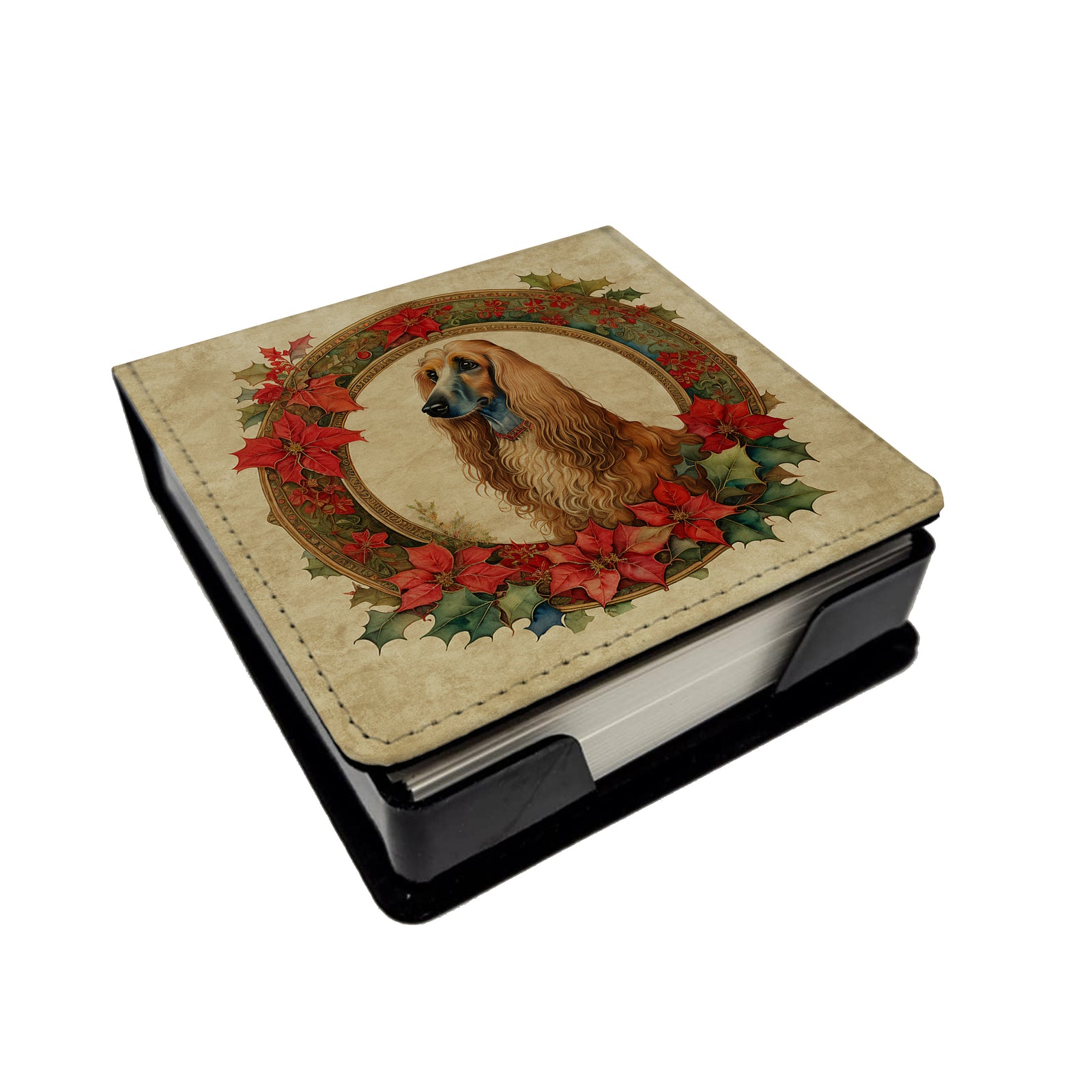 Buy this Afghan Hound Christmas Flowers PU Leather Note Paper Holder