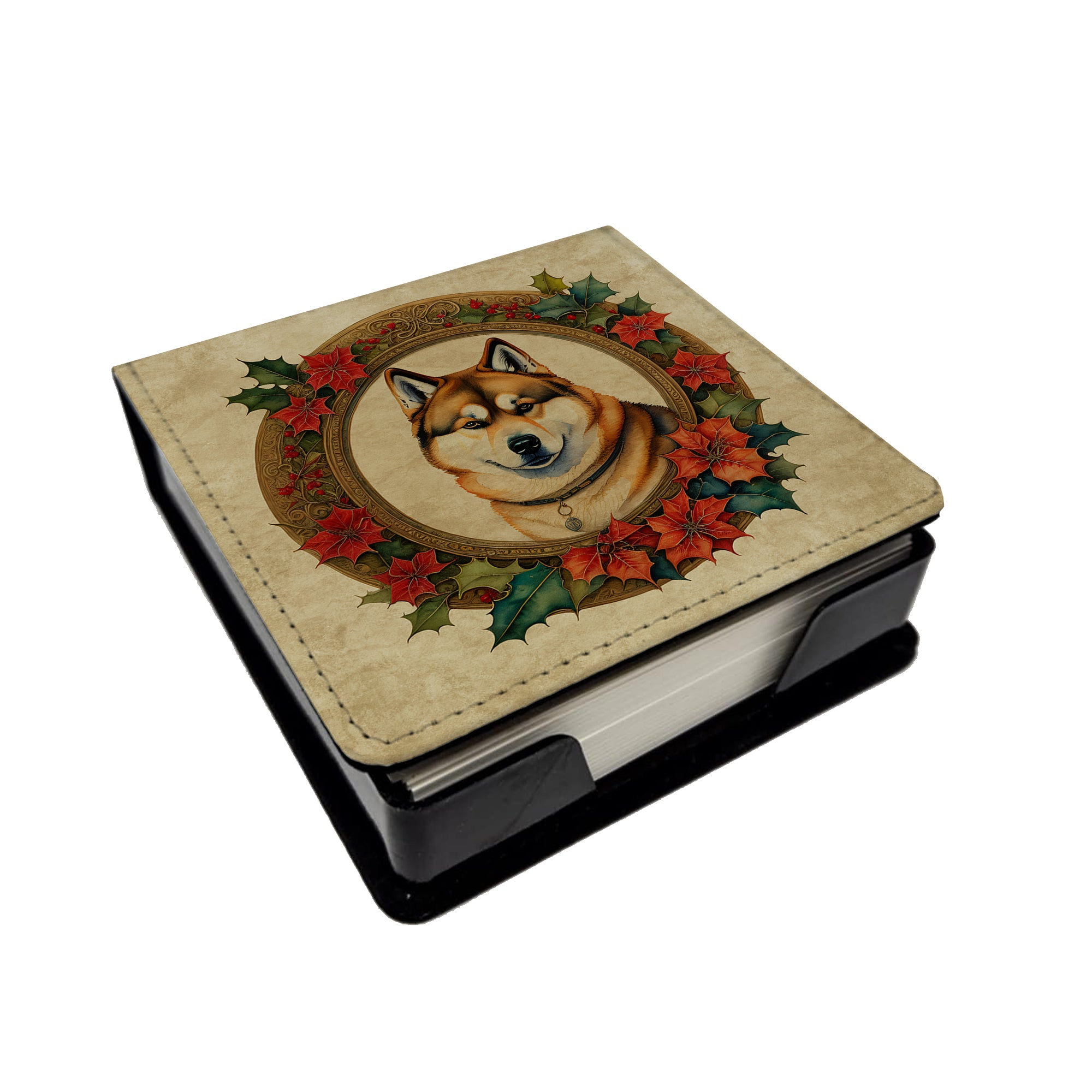 Buy this Akita Christmas Flowers PU Leather Note Paper Holder