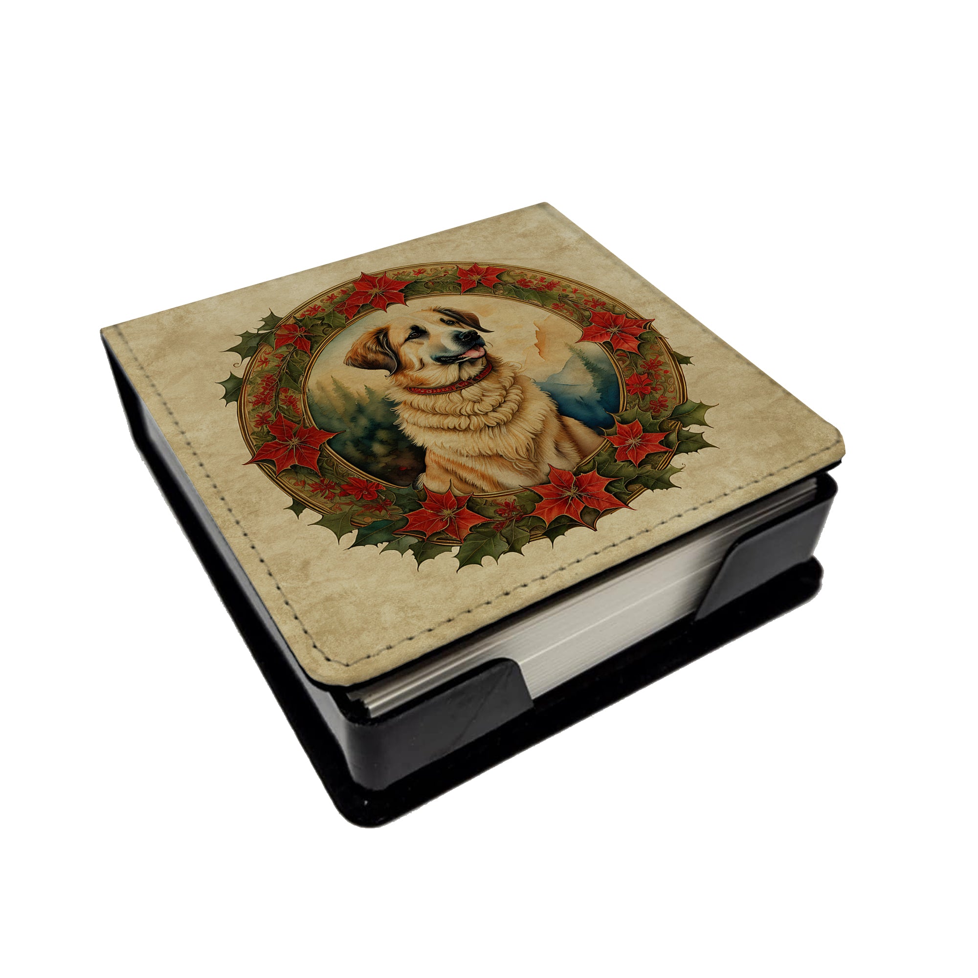 Buy this Anatolian Shepherd Dog Christmas Flowers PU Leather Note Paper Holder