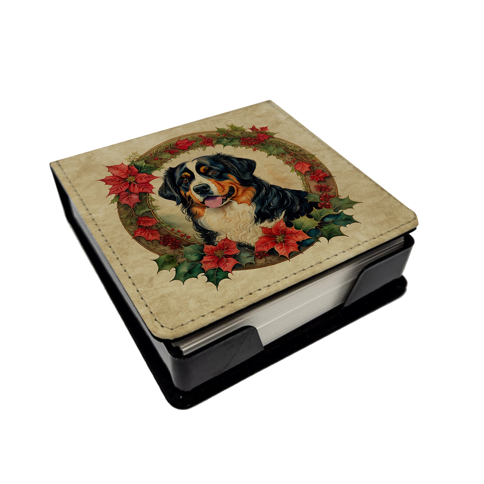 Buy this Bernese Mountain Dog Christmas Flowers PU Leather Note Paper Holder