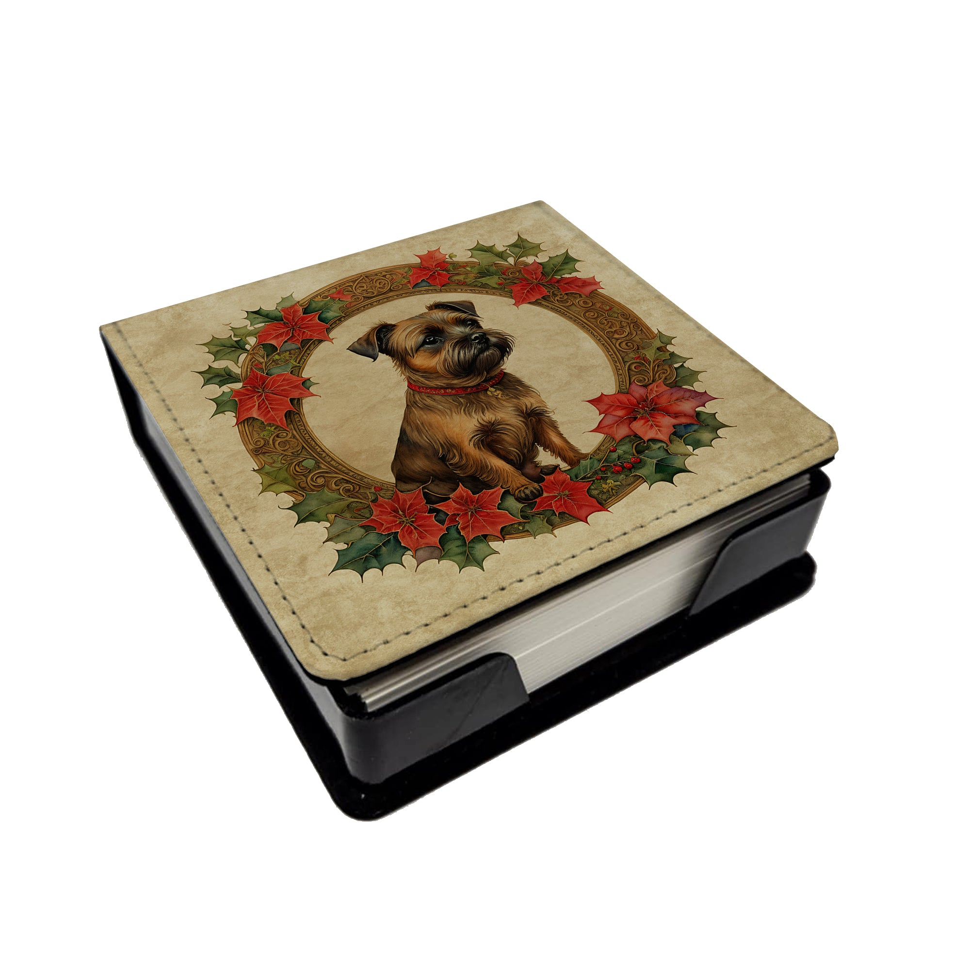 Buy this Border Terrier Christmas Flowers PU Leather Note Paper Holder