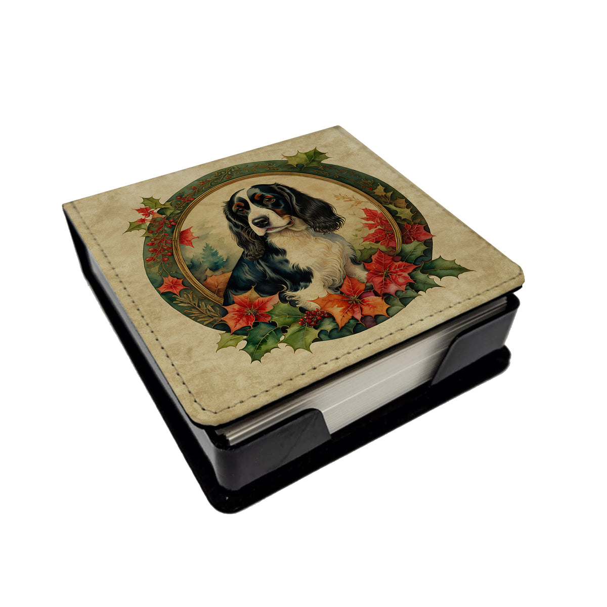 Buy this English Springer Spaniel Christmas Flowers PU Leather Note Paper Holder