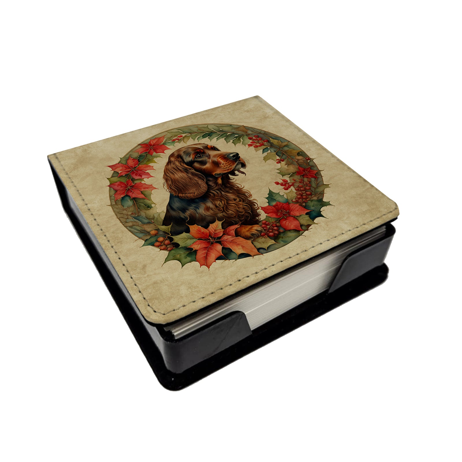 Buy this Field Spaniel Christmas Flowers PU Leather Note Paper Holder