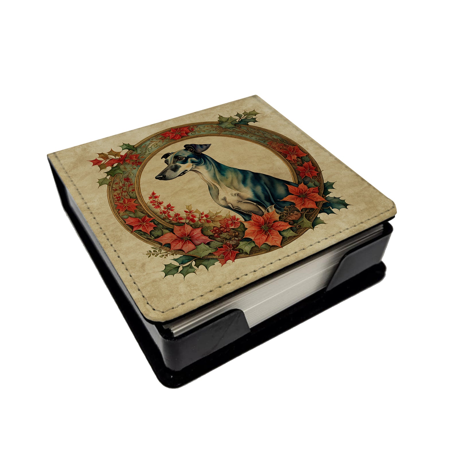 Buy this Greyhound Christmas Flowers PU Leather Note Paper Holder