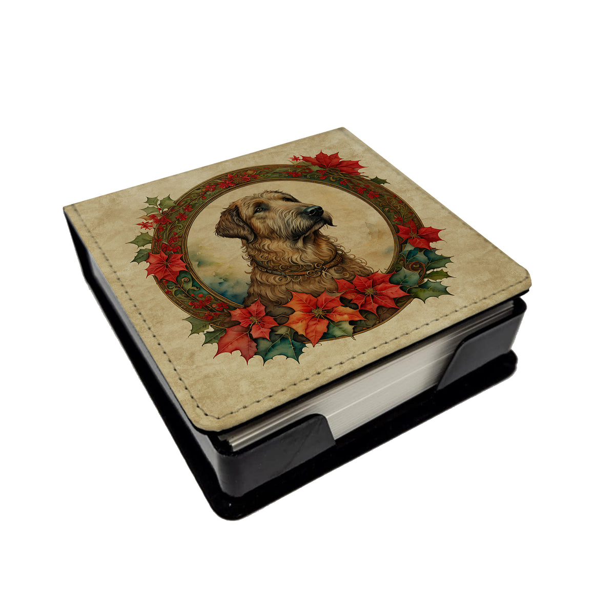 Buy this Irish Wolfhound Christmas Flowers PU Leather Note Paper Holder