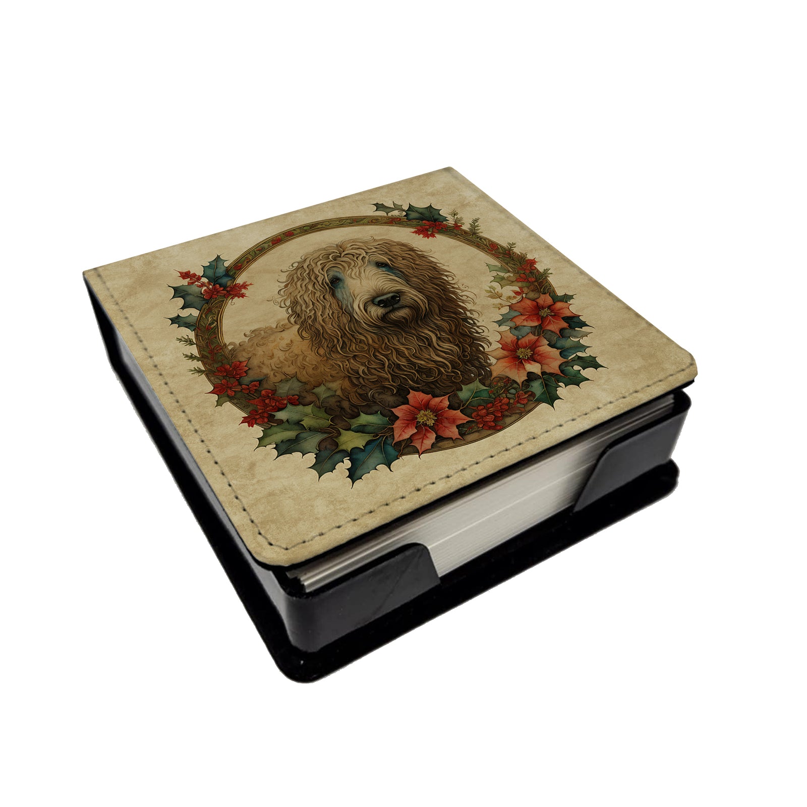 Buy this Komondor Christmas Flowers PU Leather Note Paper Holder