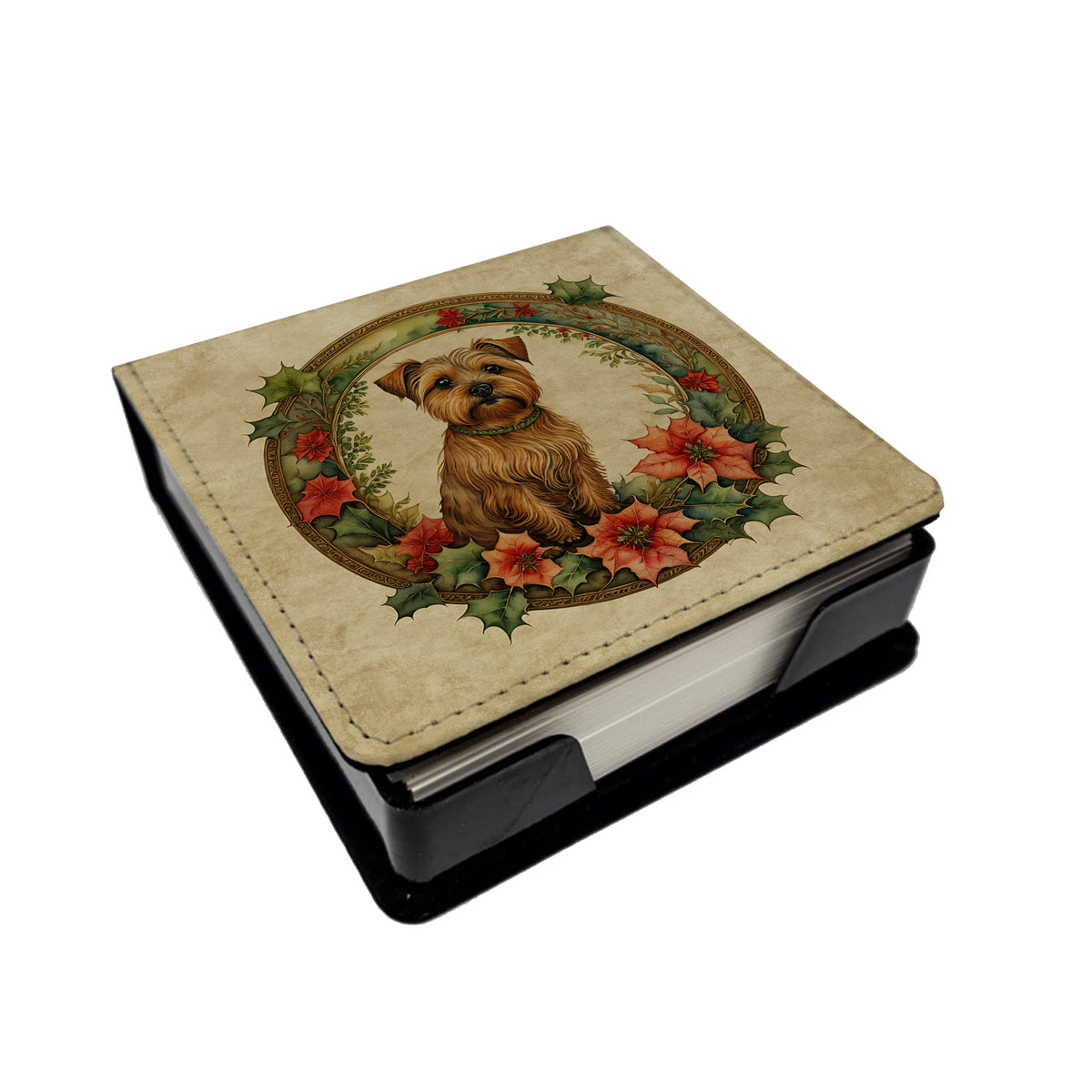 Buy this Norfolk Terrier Christmas Flowers PU Leather Note Paper Holder