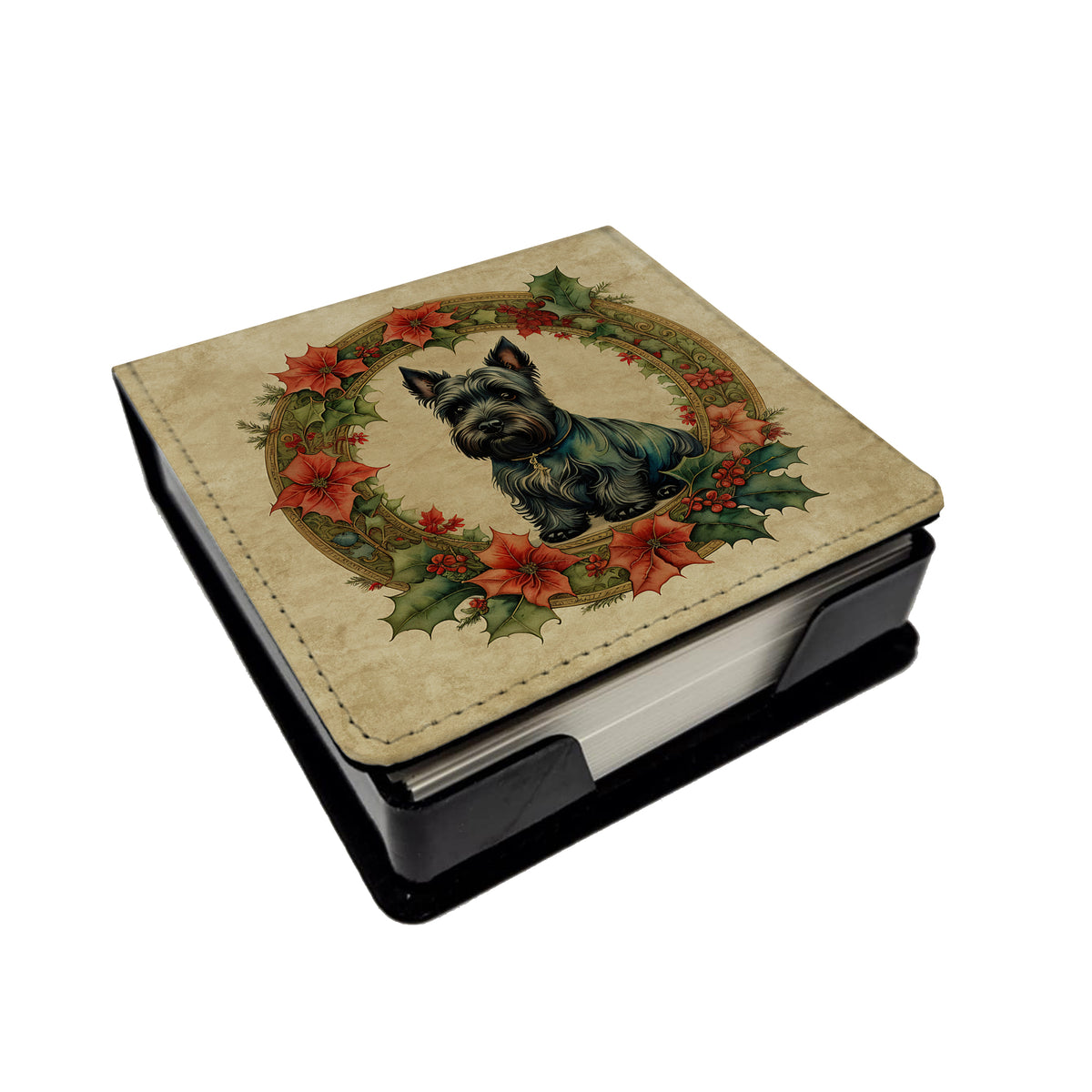 Buy this Scottish Terrier Christmas Flowers PU Leather Note Paper Holder