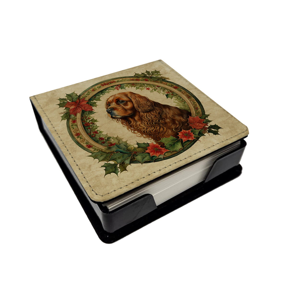 Buy this Sussex Spaniel Christmas Flowers PU Leather Note Paper Holder