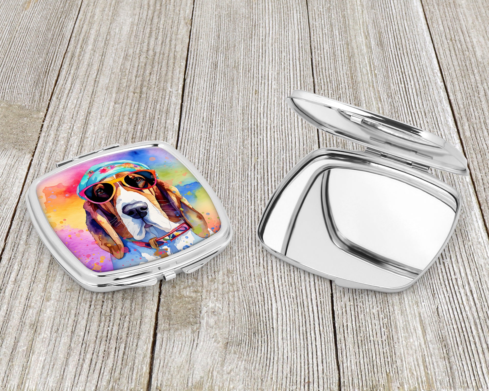 Basset Hound Hippie Dawg Compact Mirror