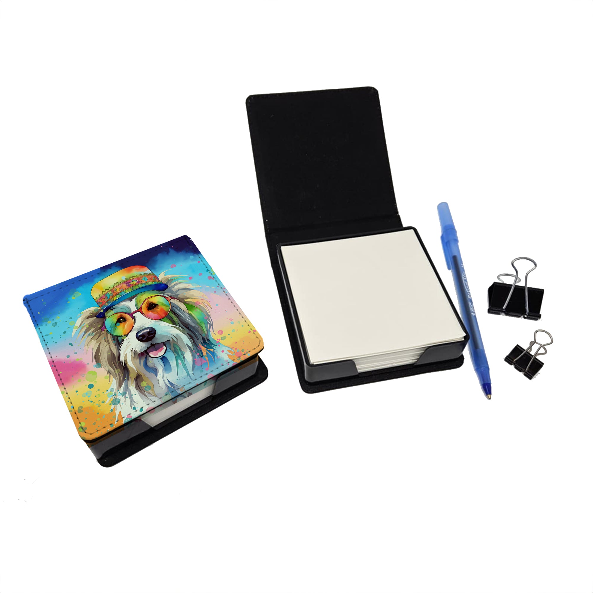 Buy this Bearded Collie Hippie Dawg PU Leather Note Paper Holder