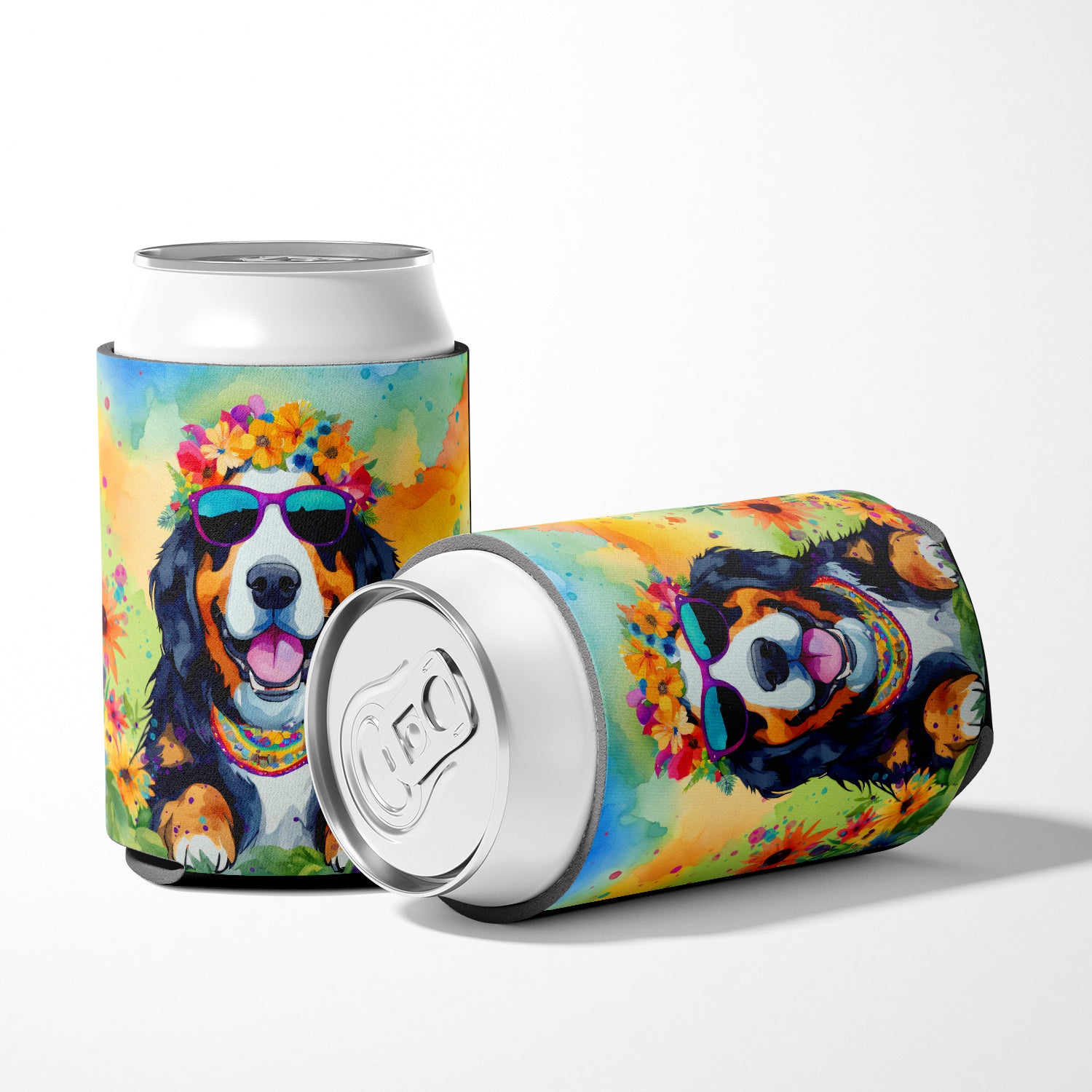 Bernese Mountain Dog Hippie Dawg Can or Bottle Hugger