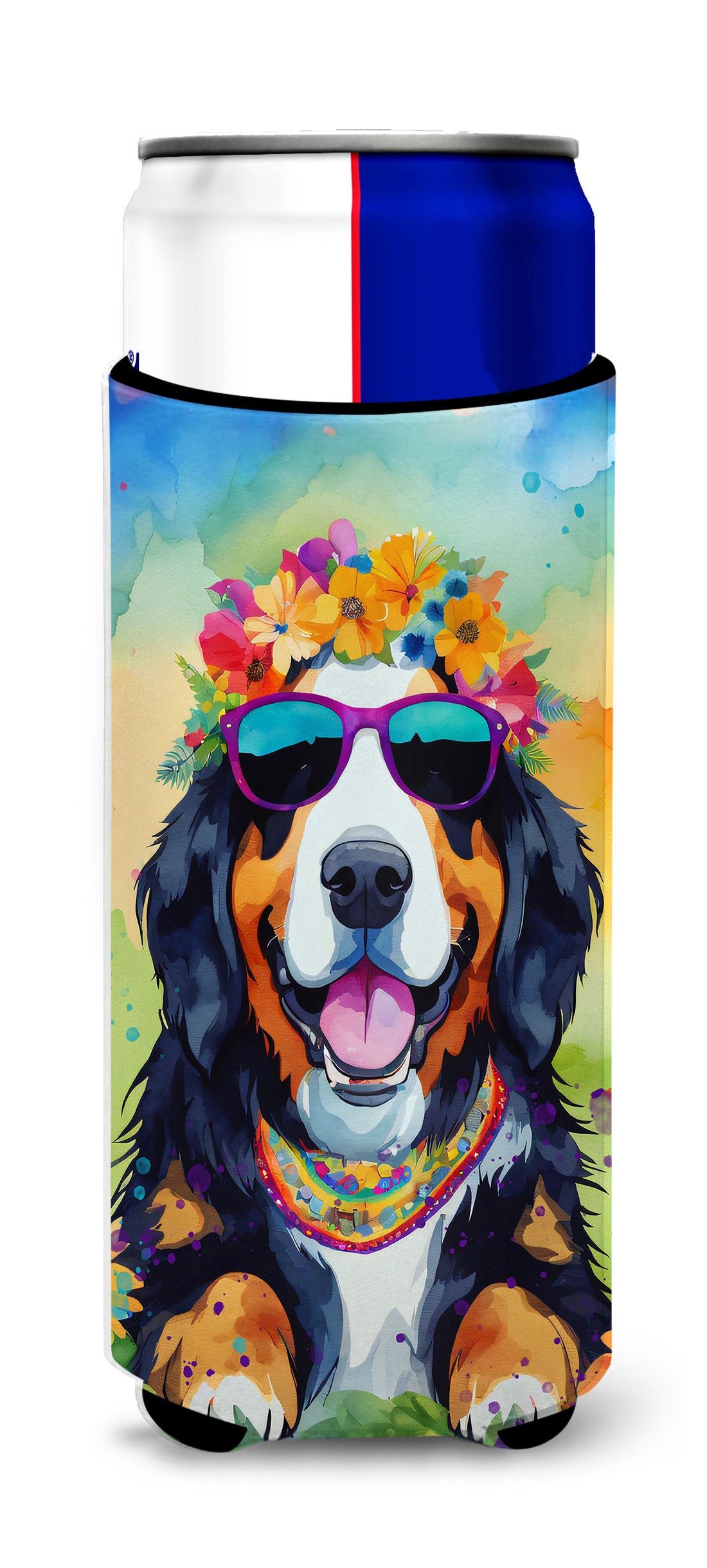 Buy this Bernese Mountain Dog Hippie Dawg Hugger for Ultra Slim Cans