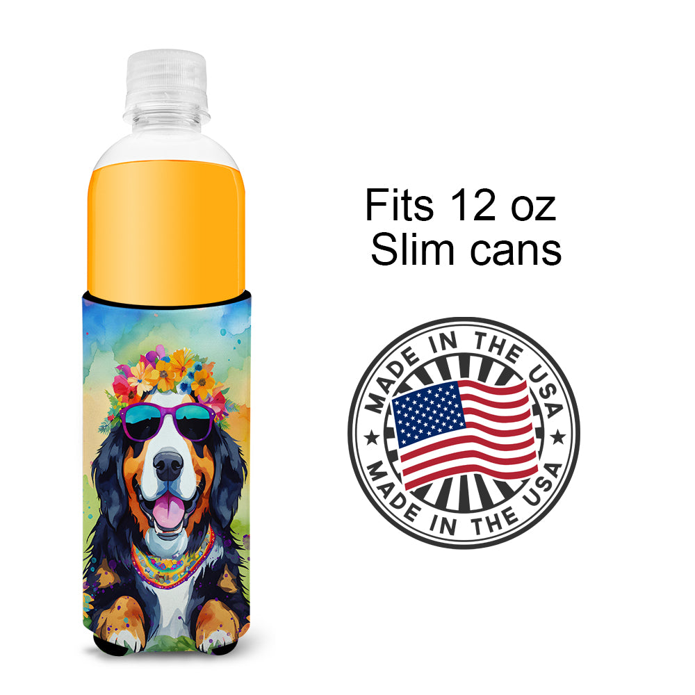 Bernese Mountain Dog Hippie Dawg Hugger for Ultra Slim Cans