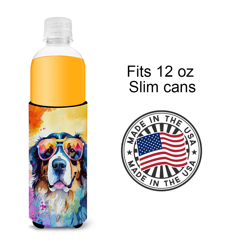 Bernese Mountain Dog Hippie Dawg Hugger for Ultra Slim Cans