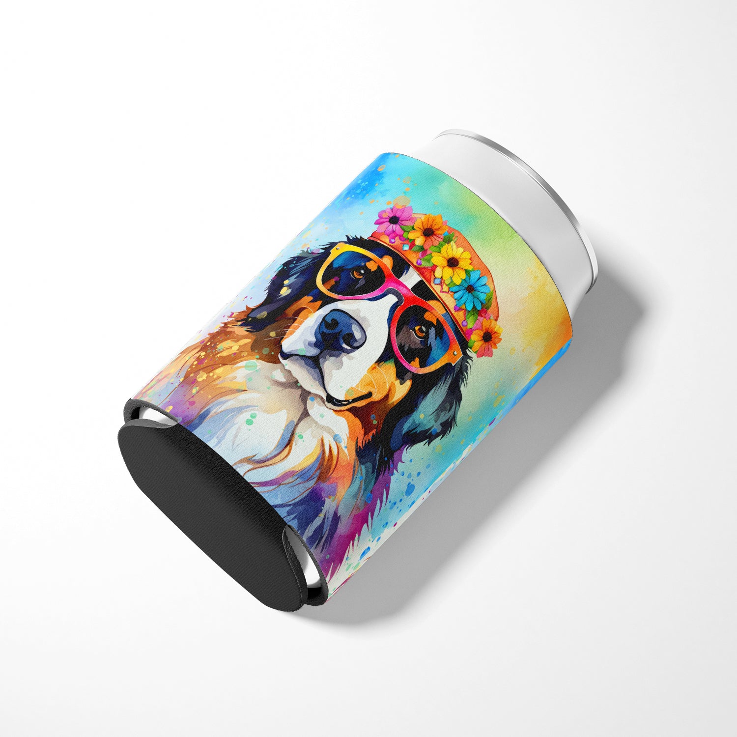 Bernese Mountain Dog Hippie Dawg Can or Bottle Hugger