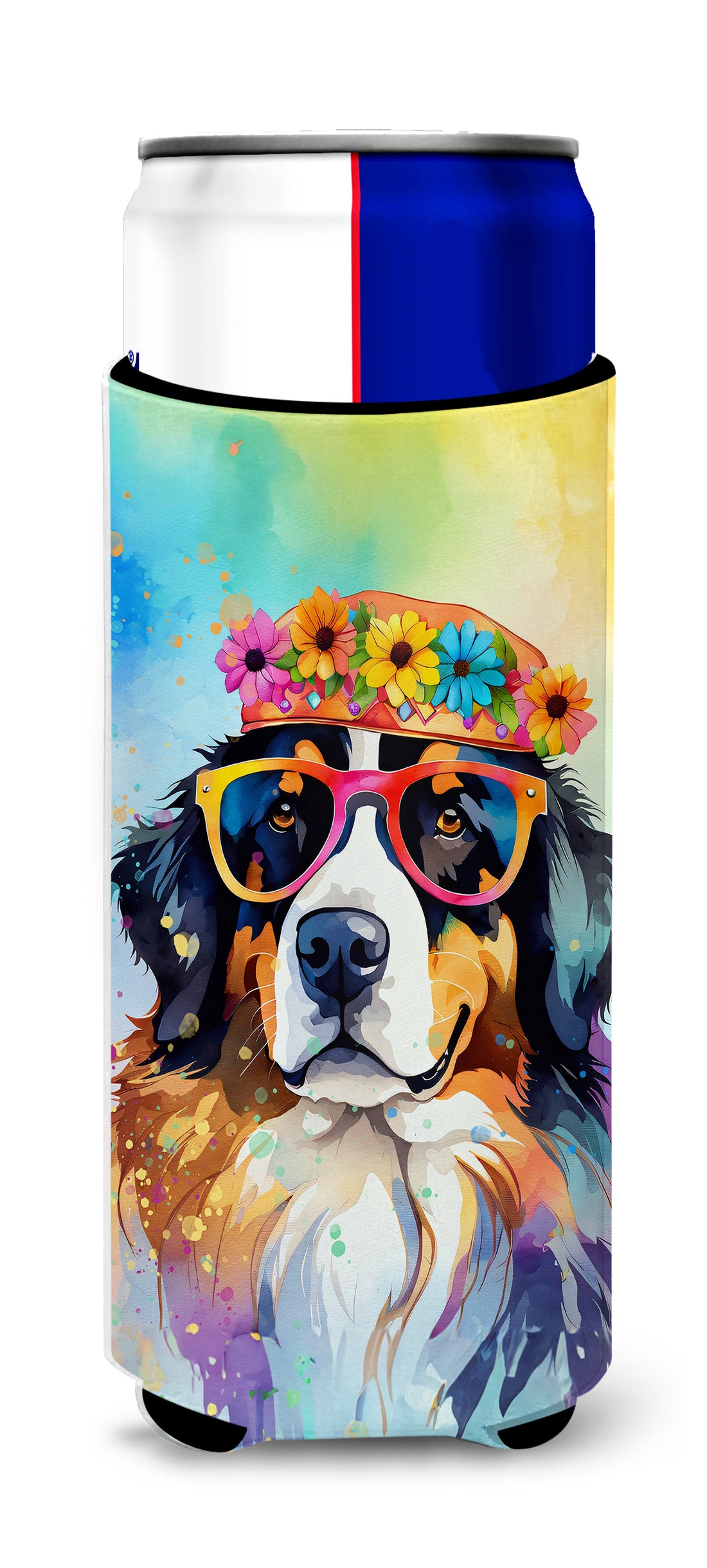 Buy this Bernese Mountain Dog Hippie Dawg Hugger for Ultra Slim Cans