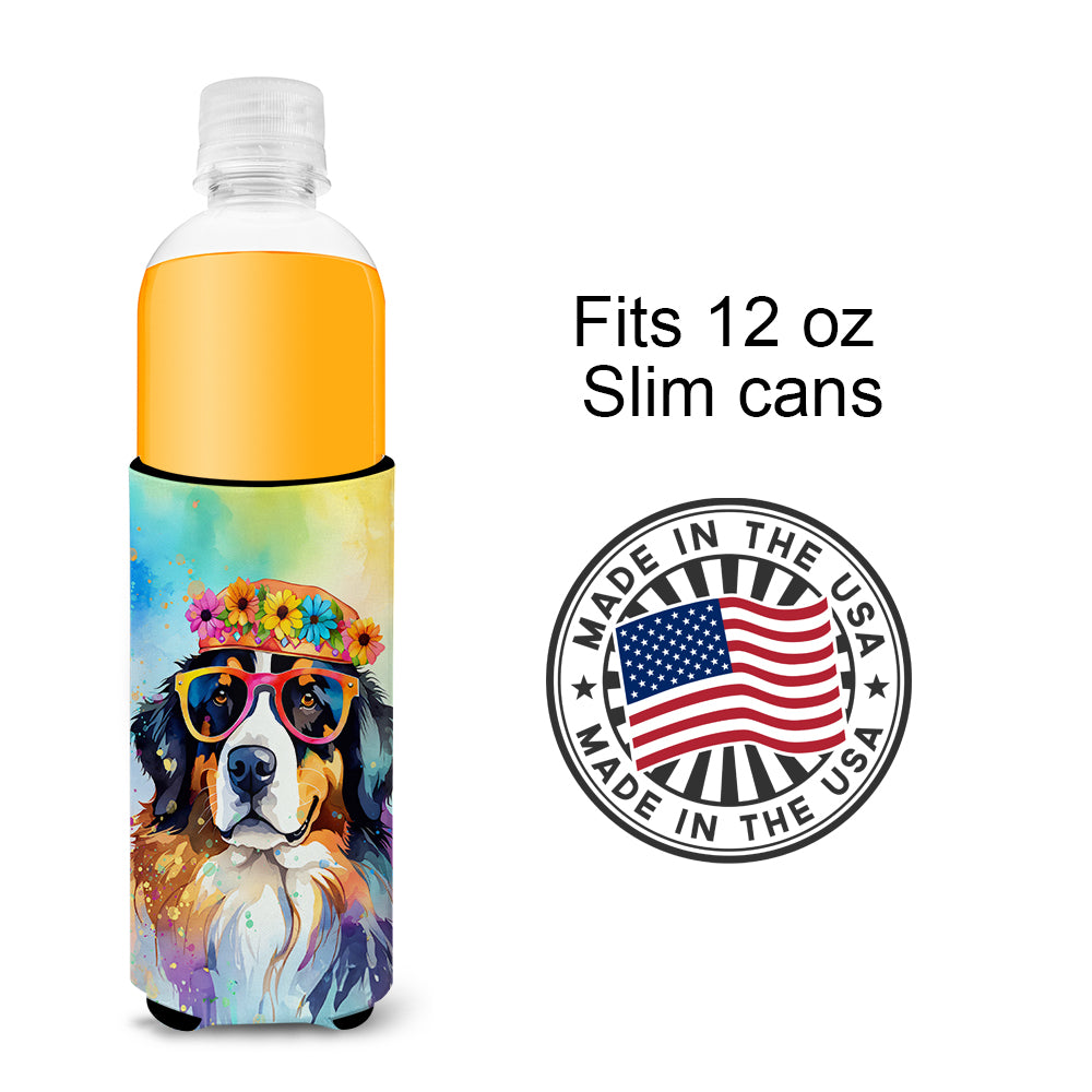 Bernese Mountain Dog Hippie Dawg Hugger for Ultra Slim Cans