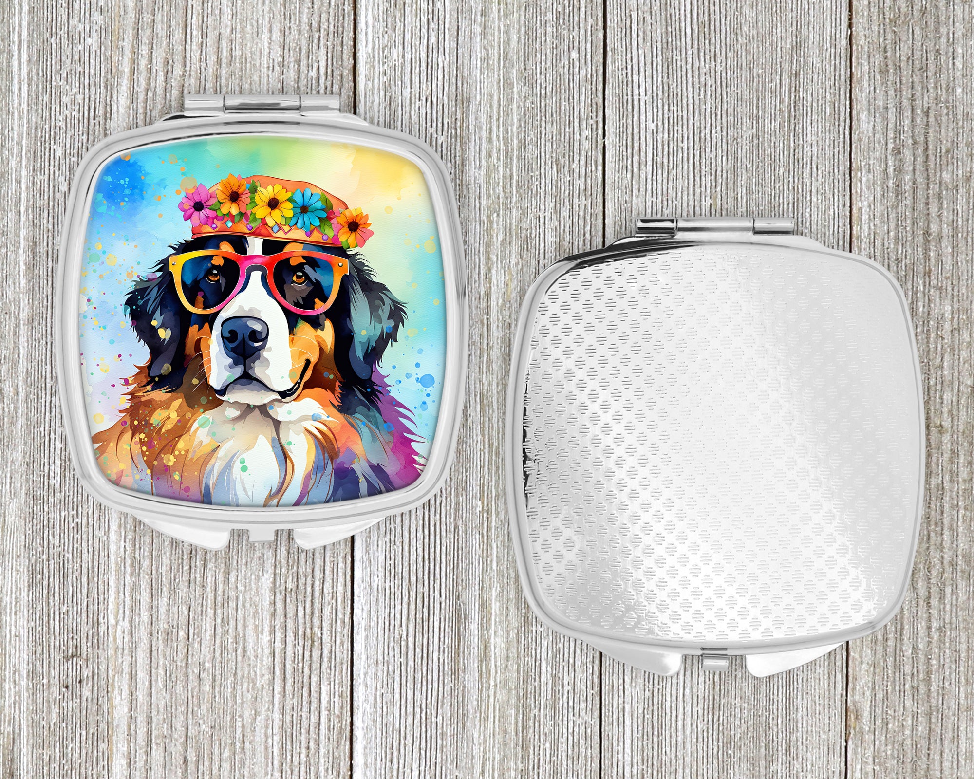 Bernese Mountain Dog Hippie Dawg Compact Mirror