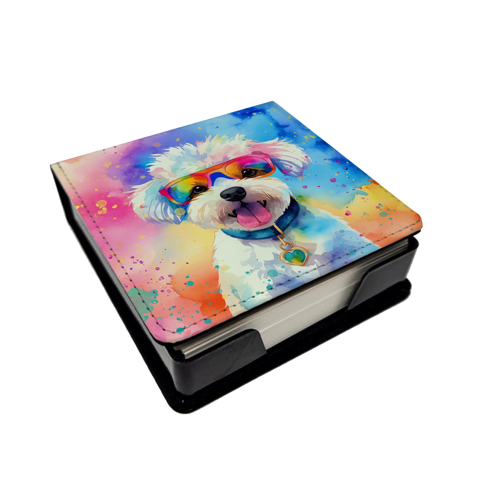 Buy this Bichon Frise Hippie Dawg PU Leather Note Paper Holder