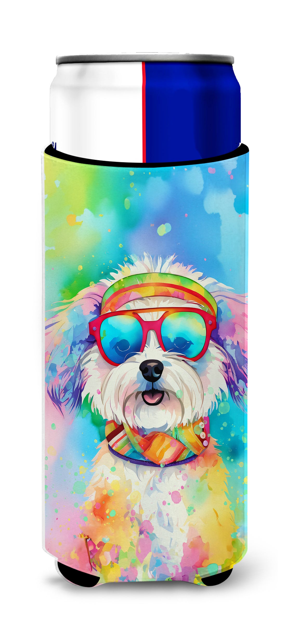 Buy this Bichon Frise Hippie Dawg Hugger for Ultra Slim Cans