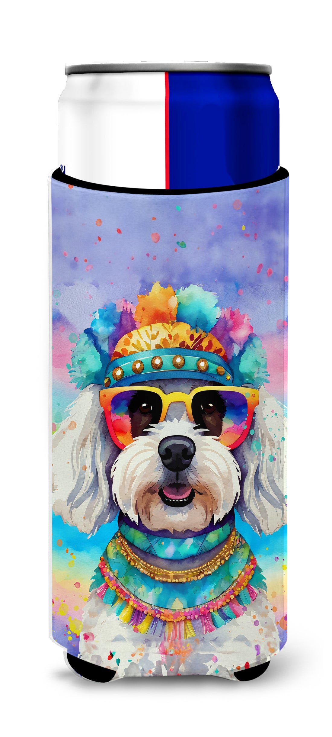 Buy this Bichon Frise Hippie Dawg Hugger for Ultra Slim Cans