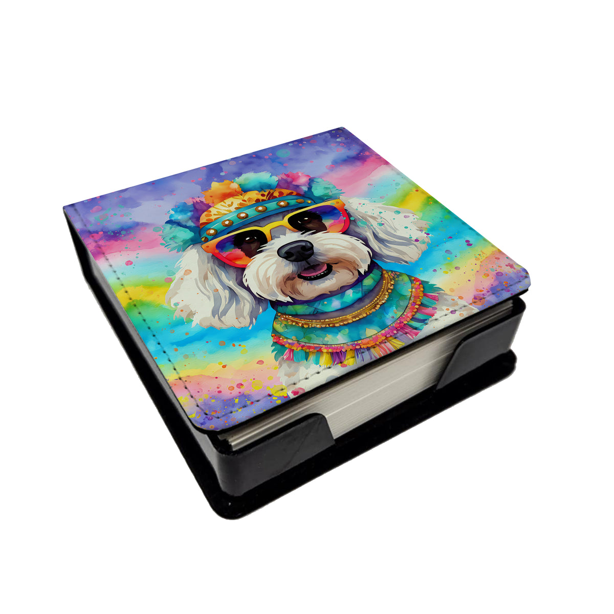 Buy this Bichon Frise Hippie Dawg PU Leather Note Paper Holder