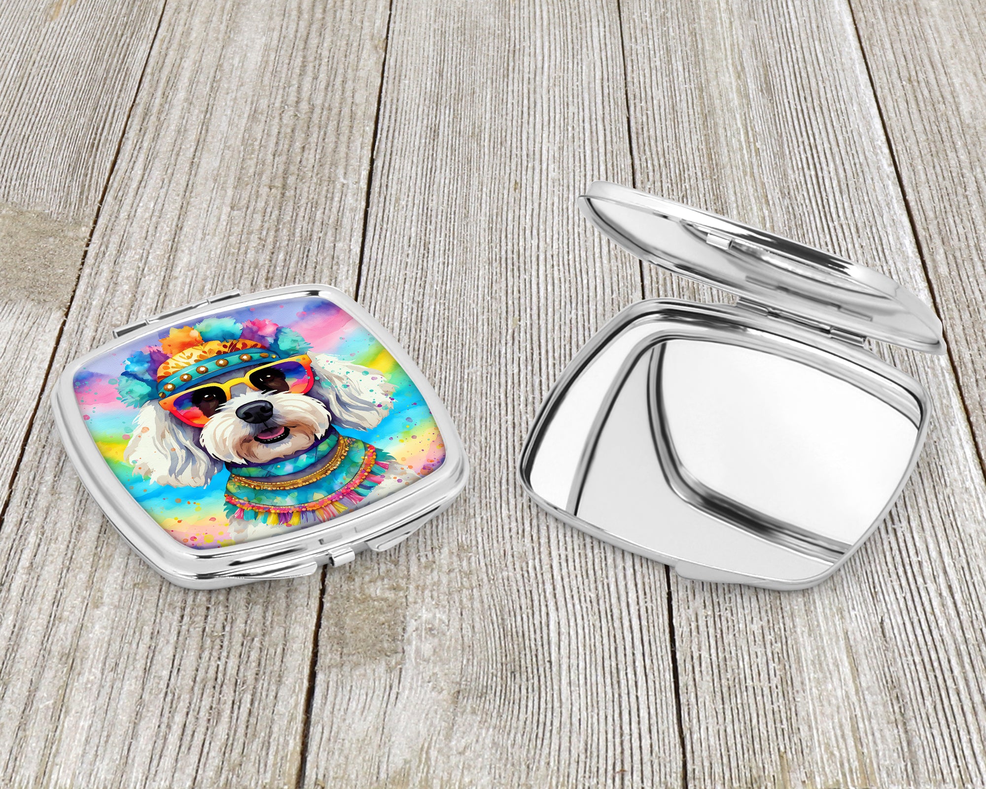 Bichon Frise Hippie Dawg Compact Mirror