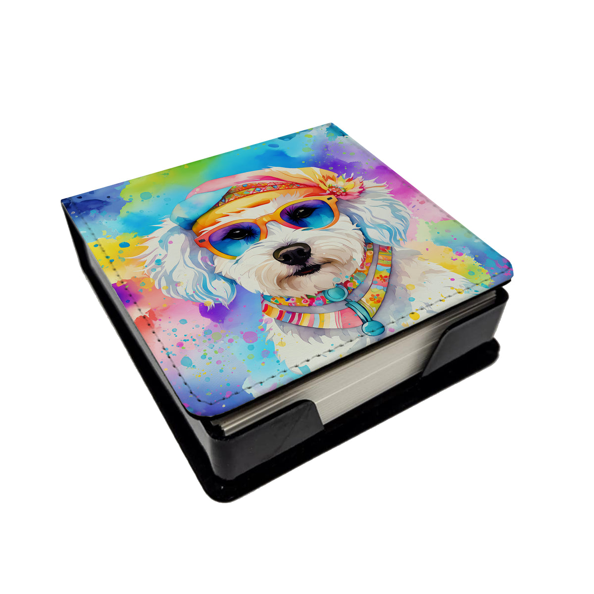 Buy this Bichon Frise Hippie Dawg PU Leather Note Paper Holder