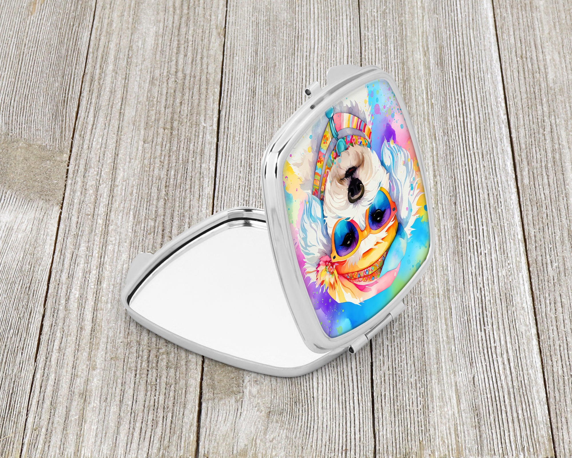 Bichon Frise Hippie Dawg Compact Mirror