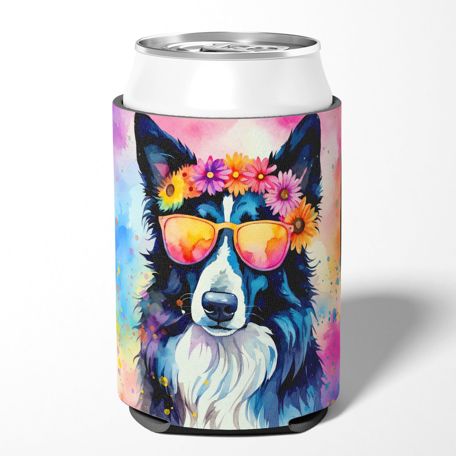 Buy this Border Collie Hippie Dawg Can or Bottle Hugger