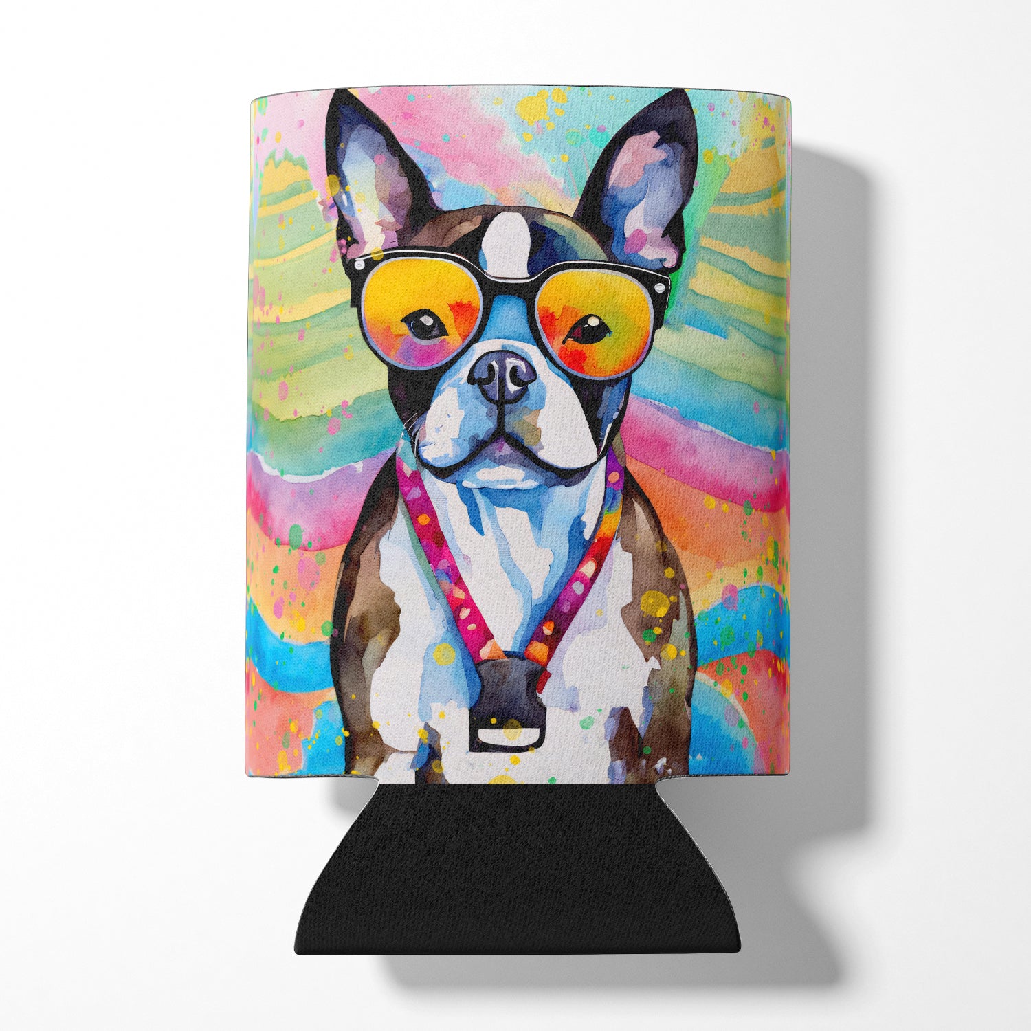 Buy this Boston Terrier Hippie Dawg Can or Bottle Hugger