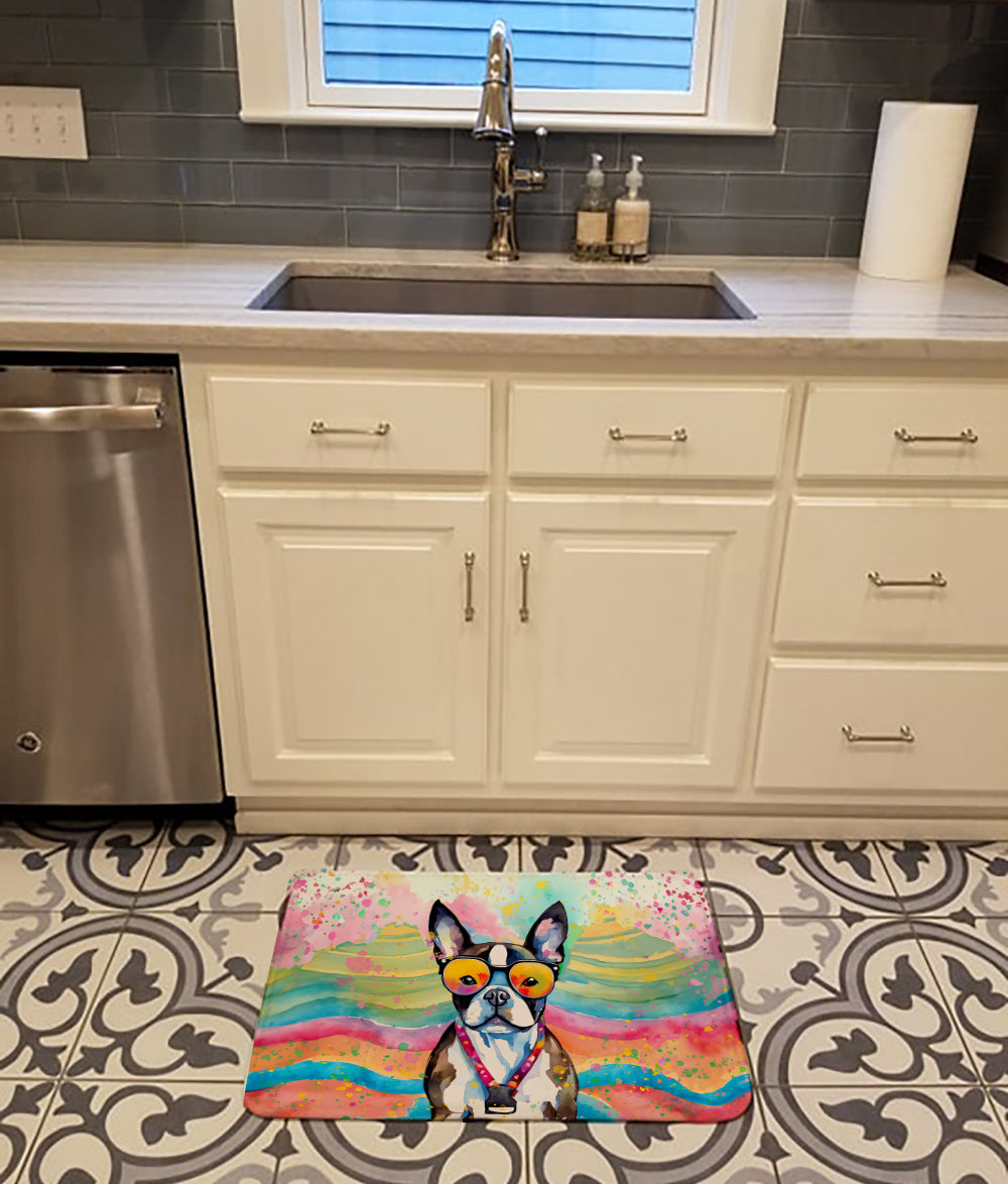 Buy this Boston Terrier Hippie Dawg Memory Foam Kitchen Mat