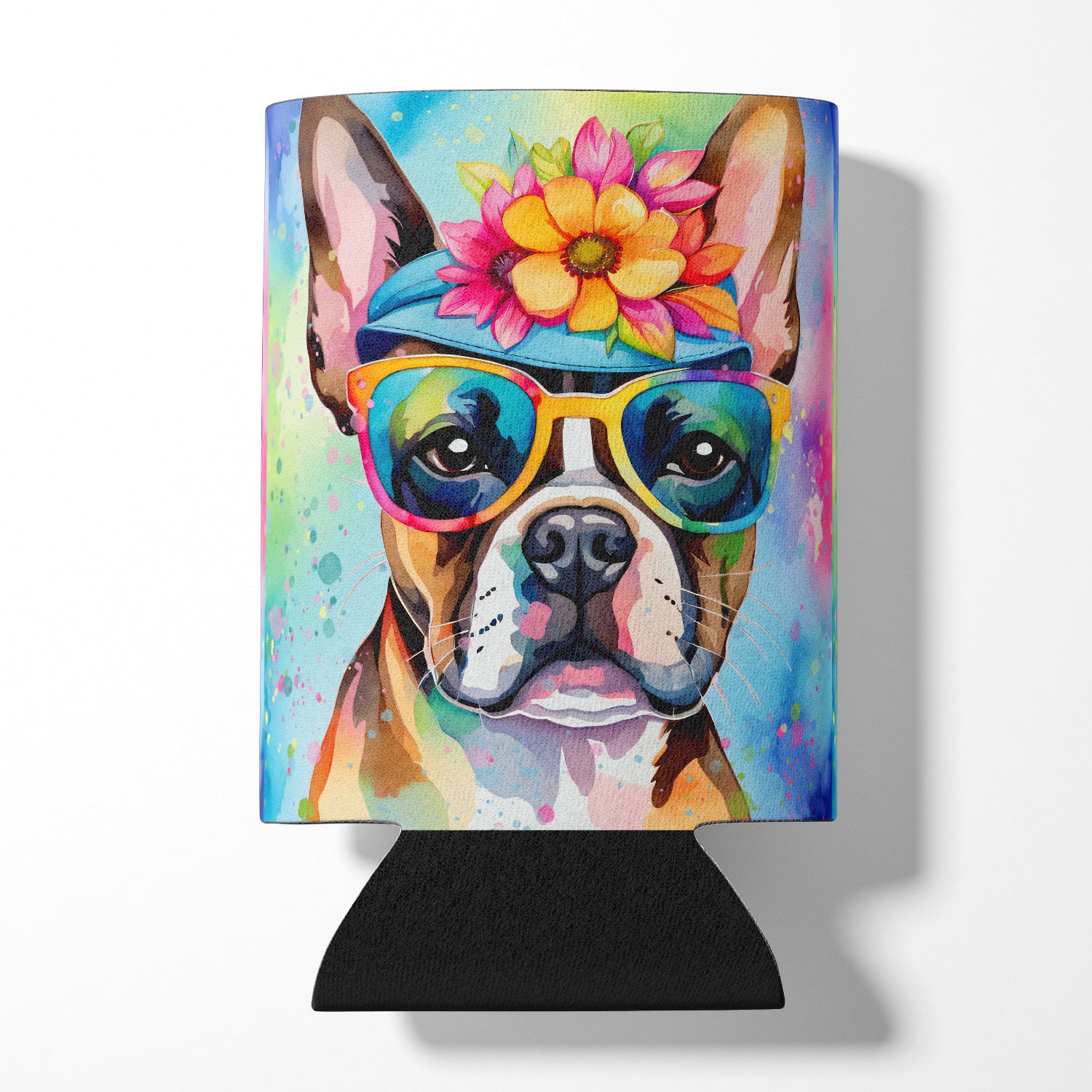 Buy this Boston Terrier Hippie Dawg Can or Bottle Hugger