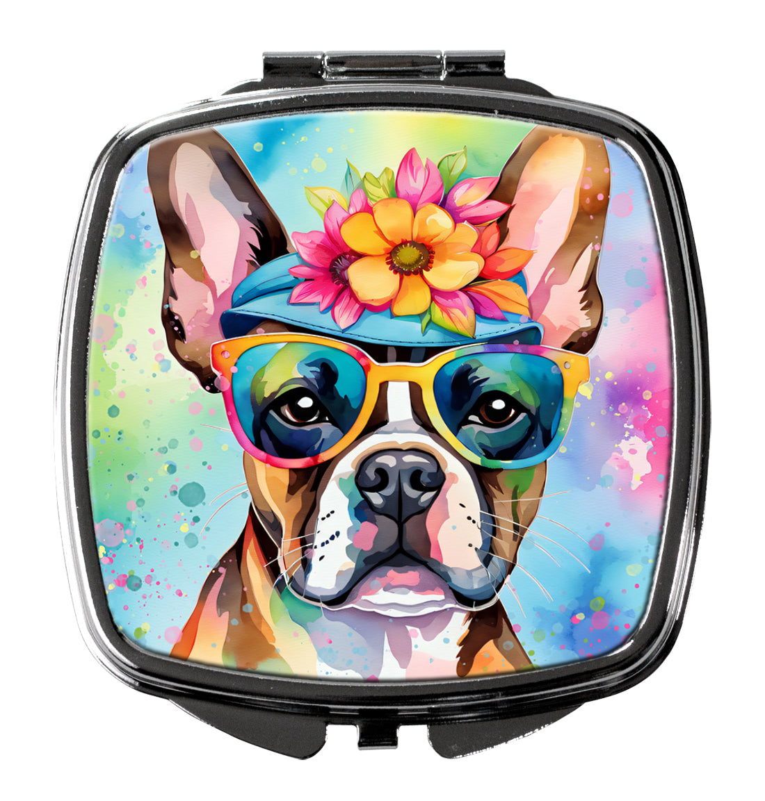 Buy this Boston Terrier Hippie Dawg Compact Mirror