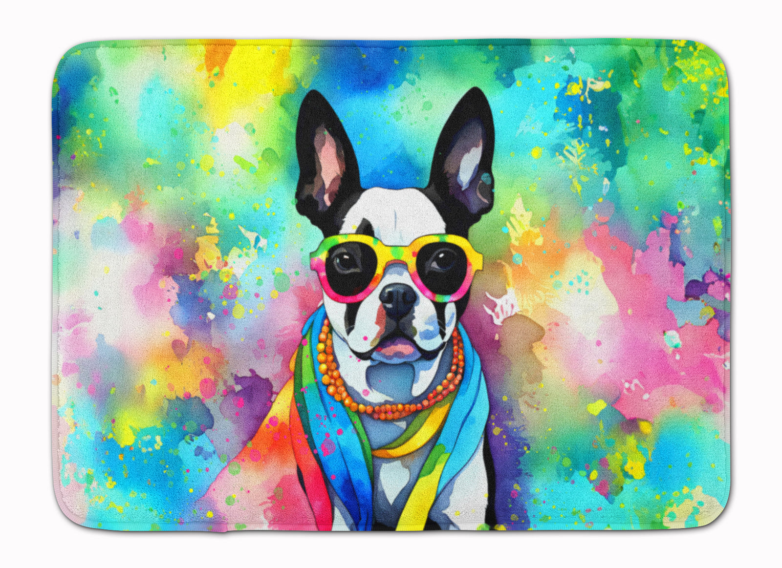 Buy this Boston Terrier Hippie Dawg Memory Foam Kitchen Mat