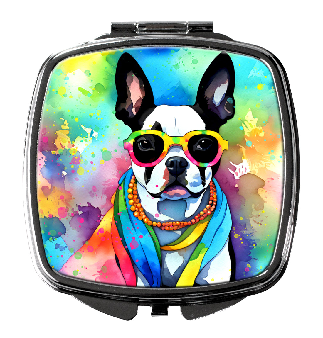 Buy this Boston Terrier Hippie Dawg Compact Mirror