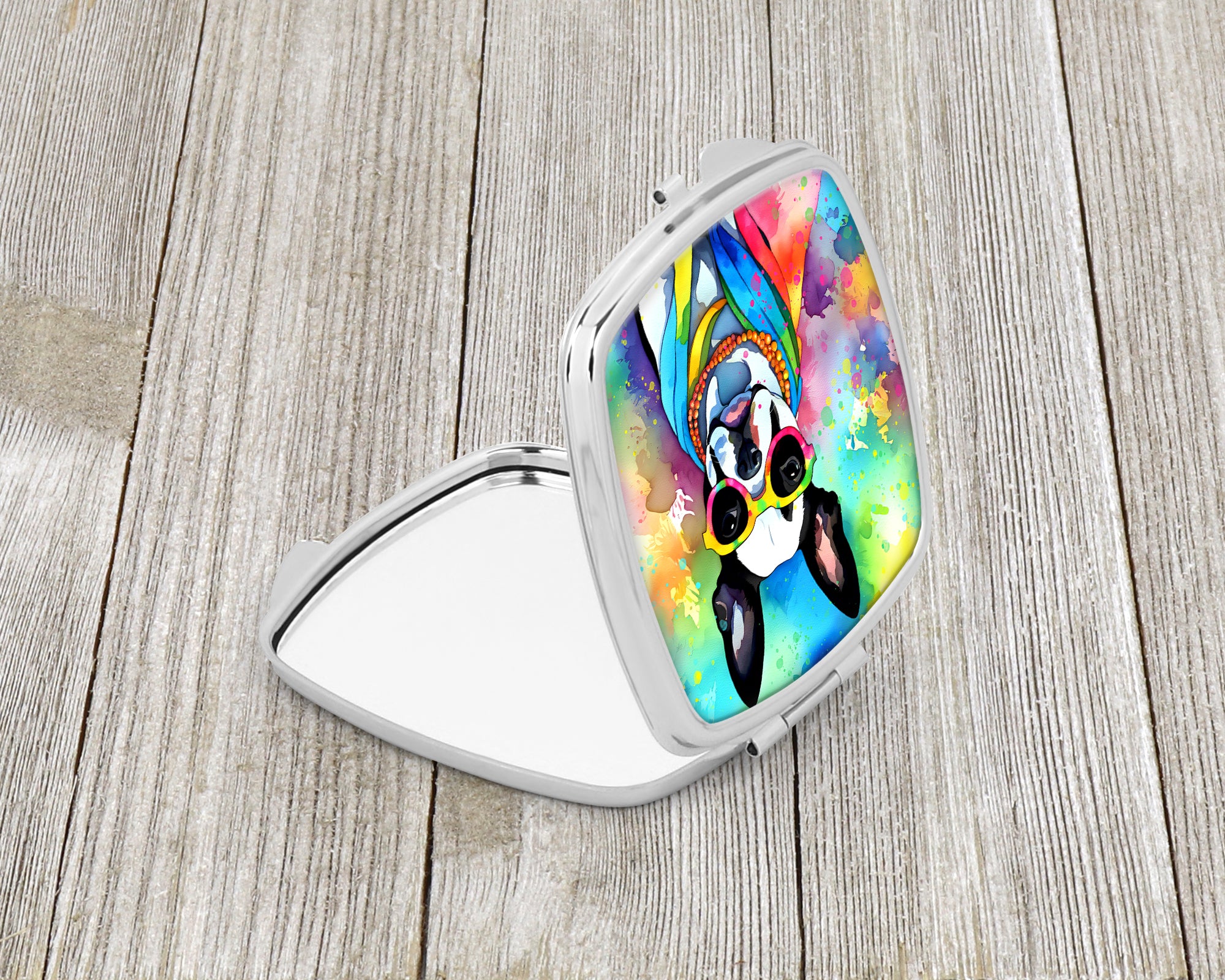 Buy this Boston Terrier Hippie Dawg Compact Mirror