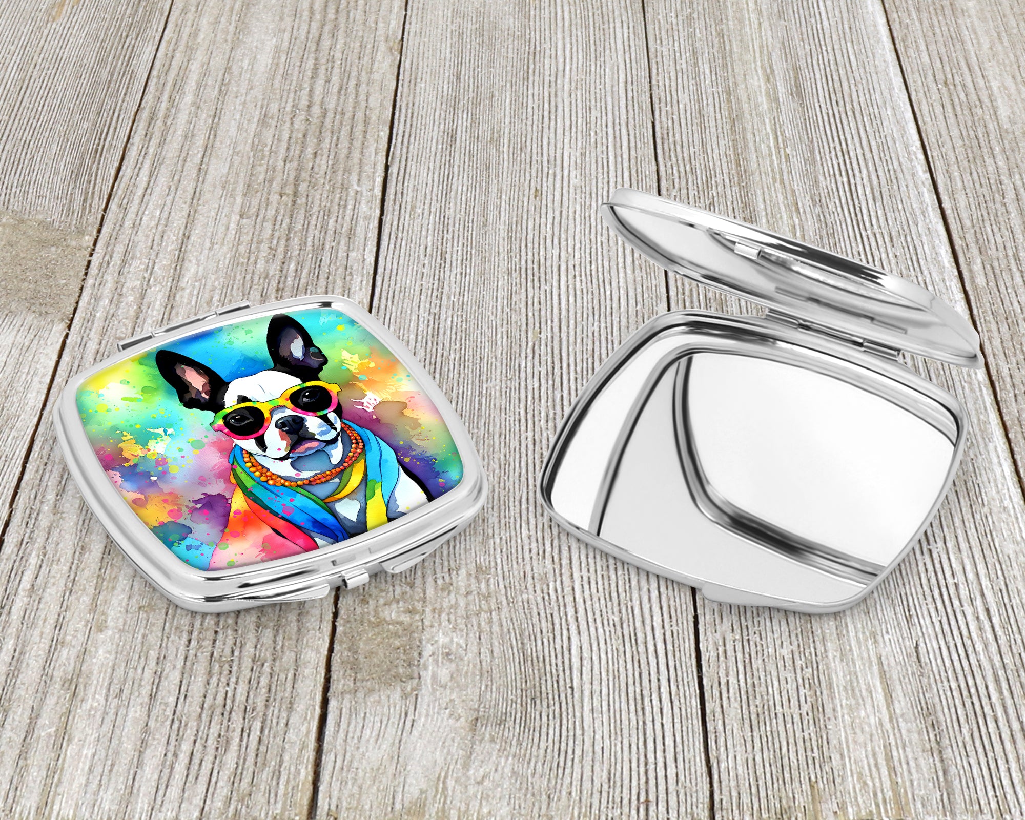 Boston Terrier Hippie Dawg Compact Mirror