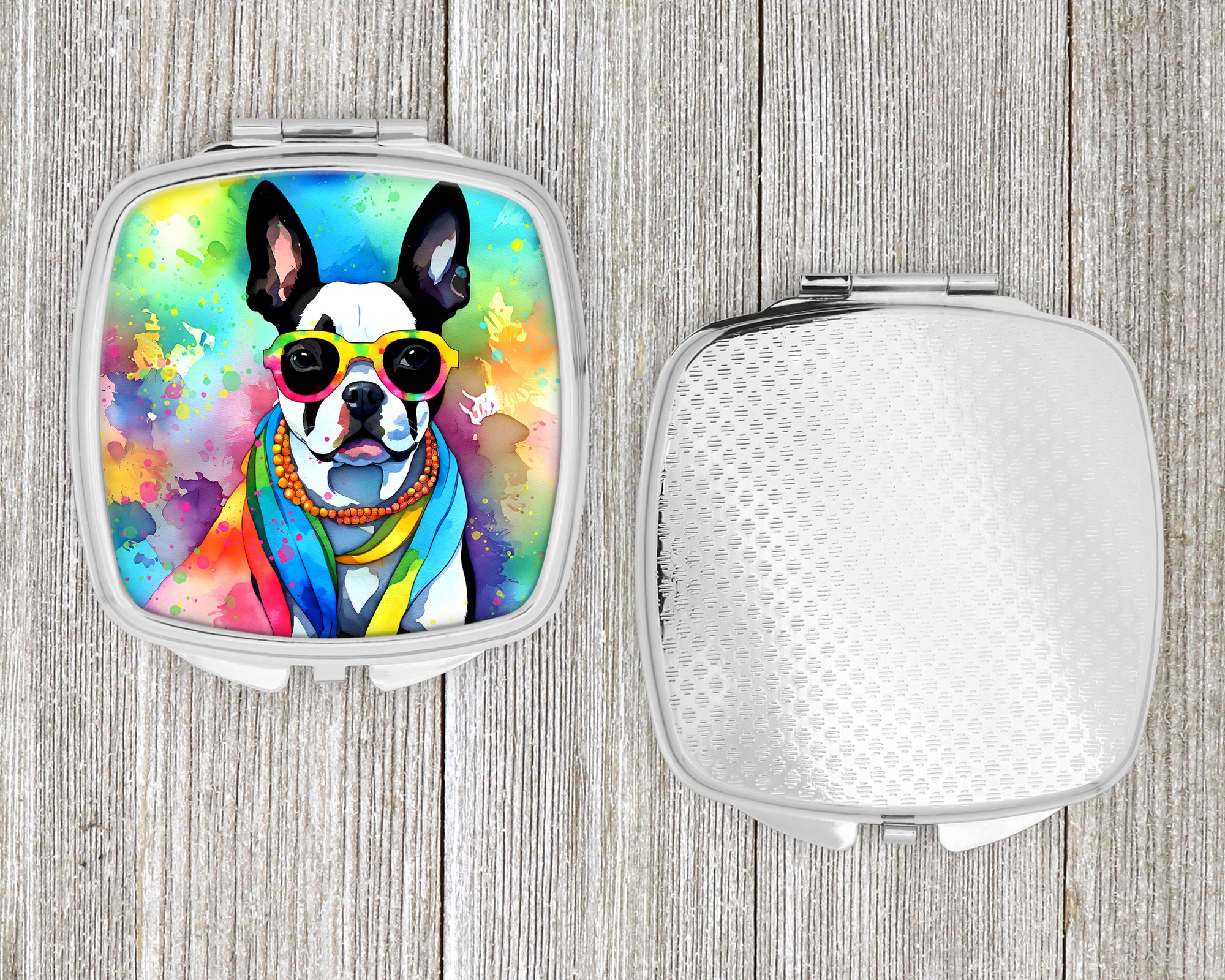 Boston Terrier Hippie Dawg Compact Mirror