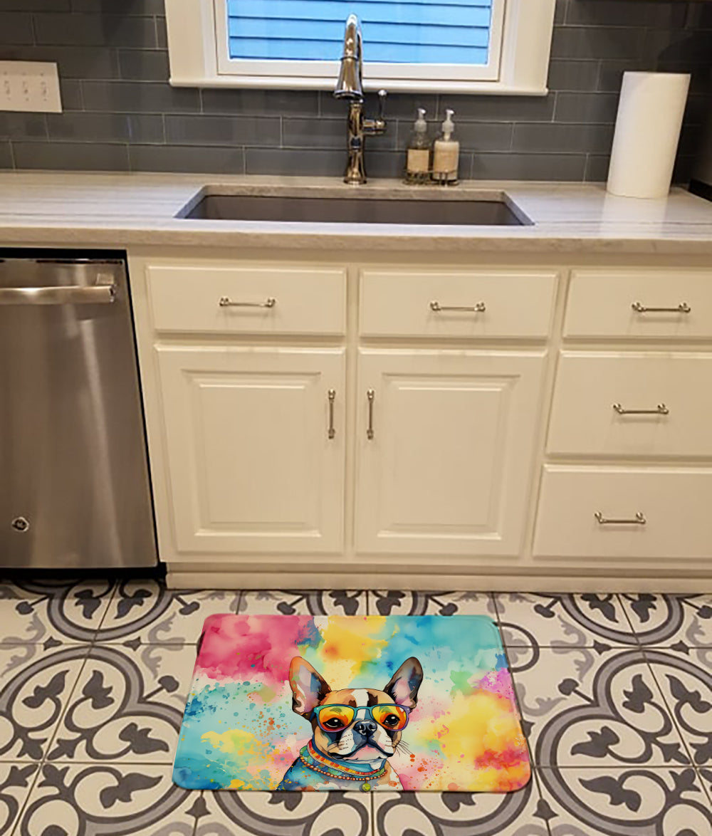 Buy this Boston Terrier Hippie Dawg Memory Foam Kitchen Mat