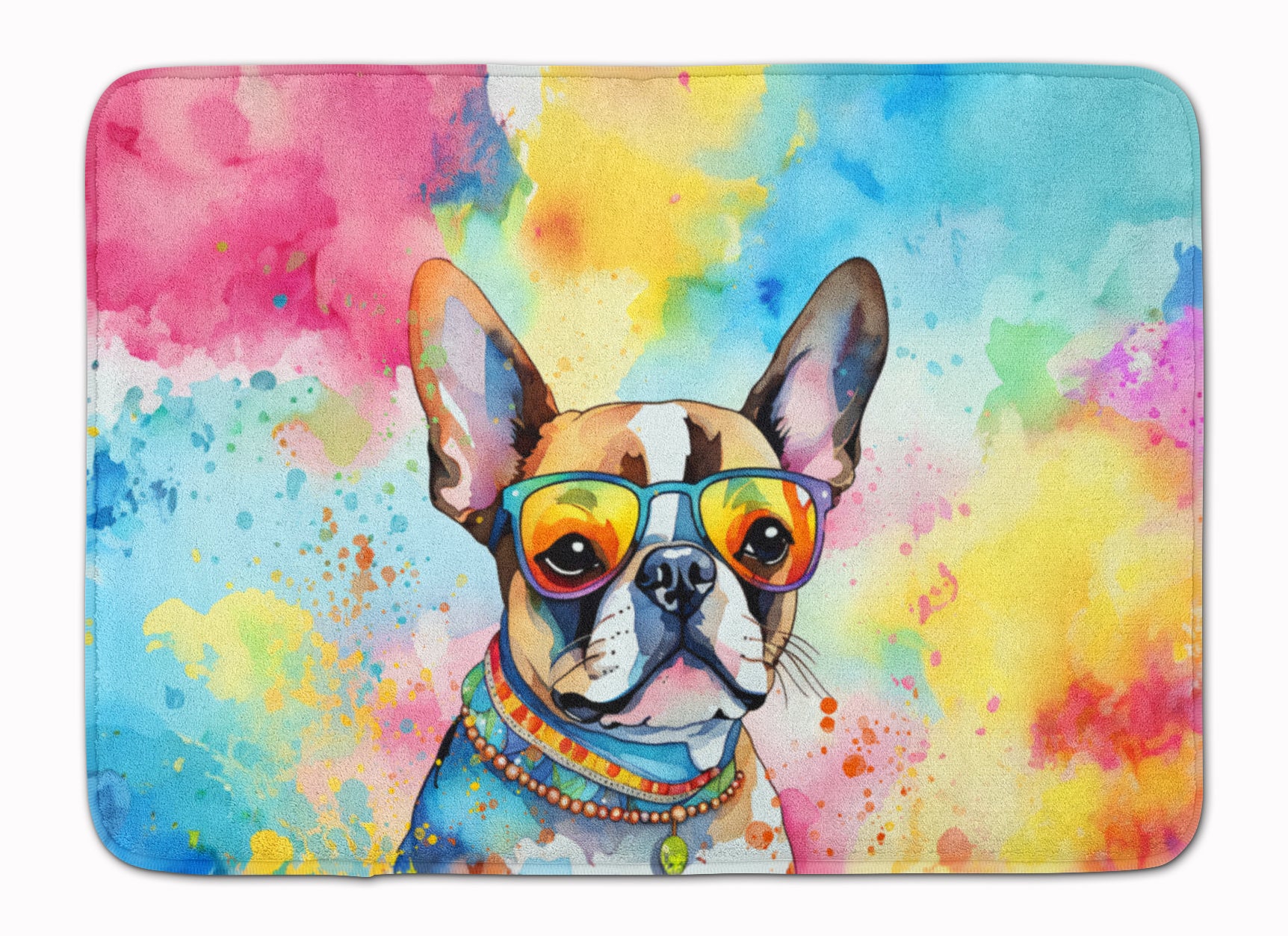 Buy this Boston Terrier Hippie Dawg Memory Foam Kitchen Mat