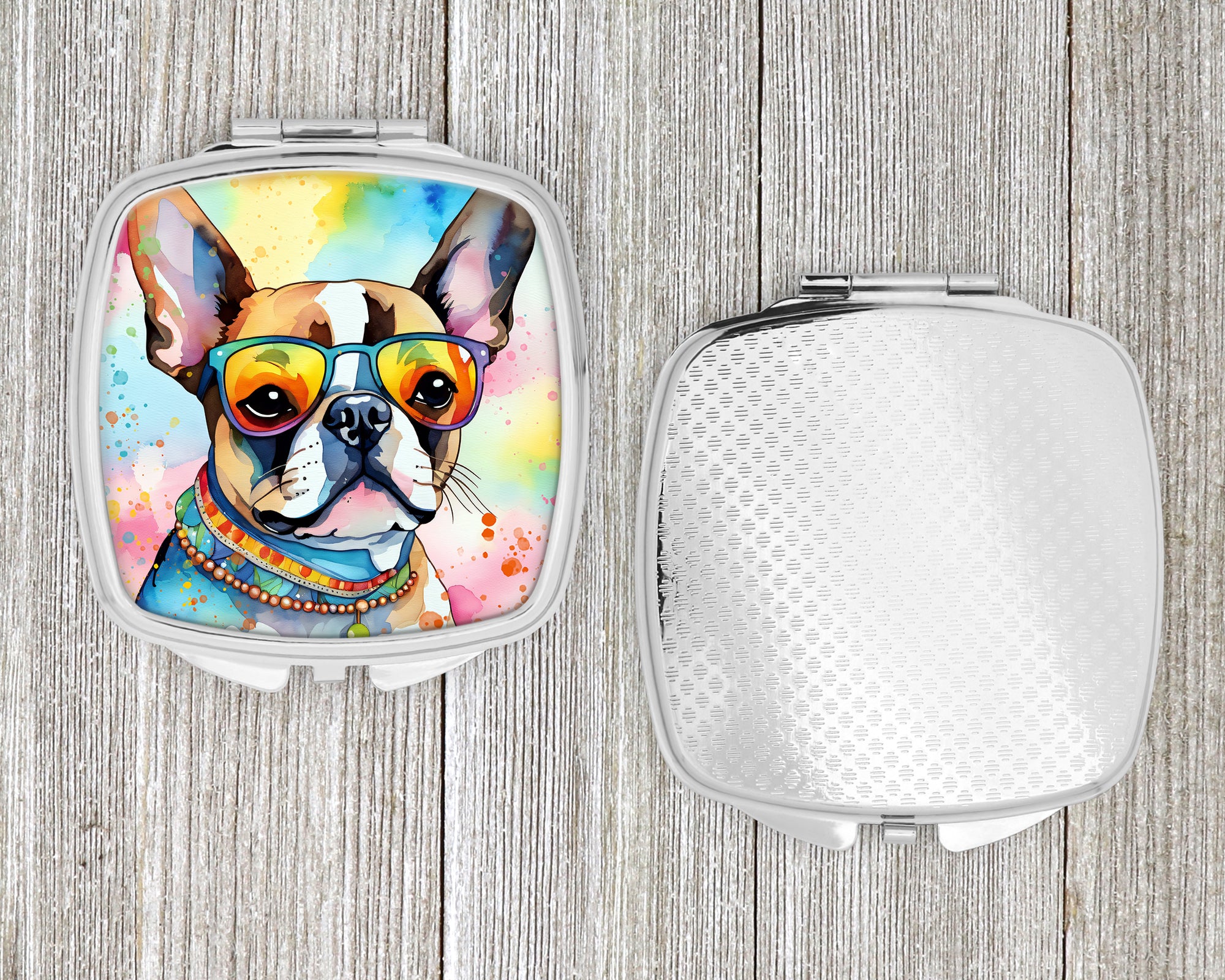 Boston Terrier Hippie Dawg Compact Mirror